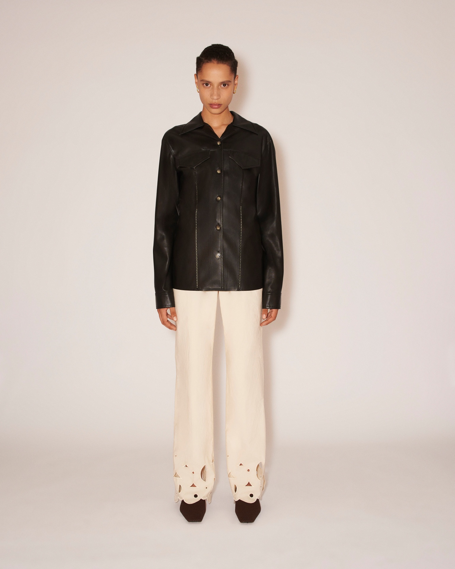 GANIT - Vegan leather shirt jacket - Black - 3