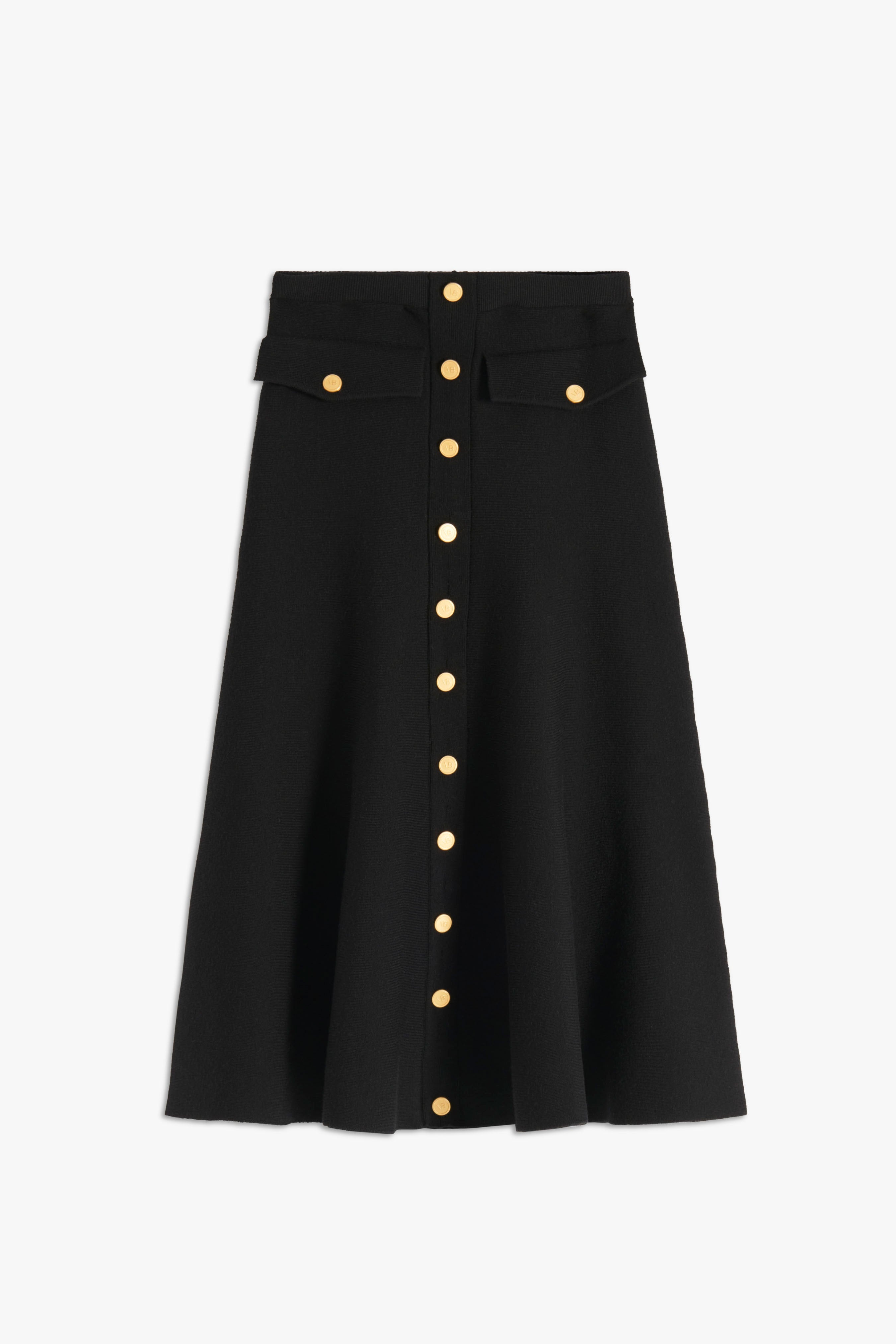 Button Detail Skirt in Black - 1