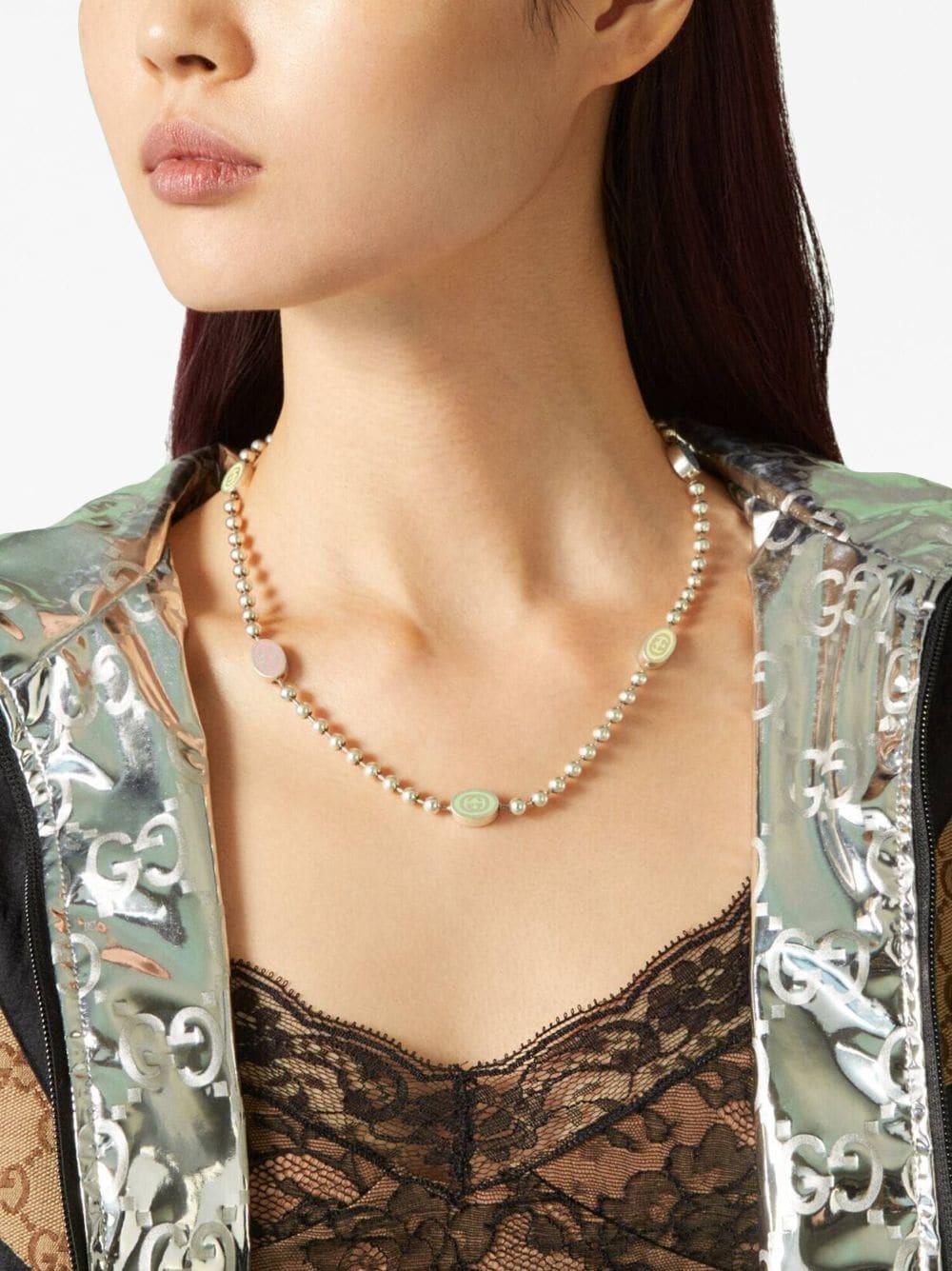 sterling silver Interlocking G necklace - 3