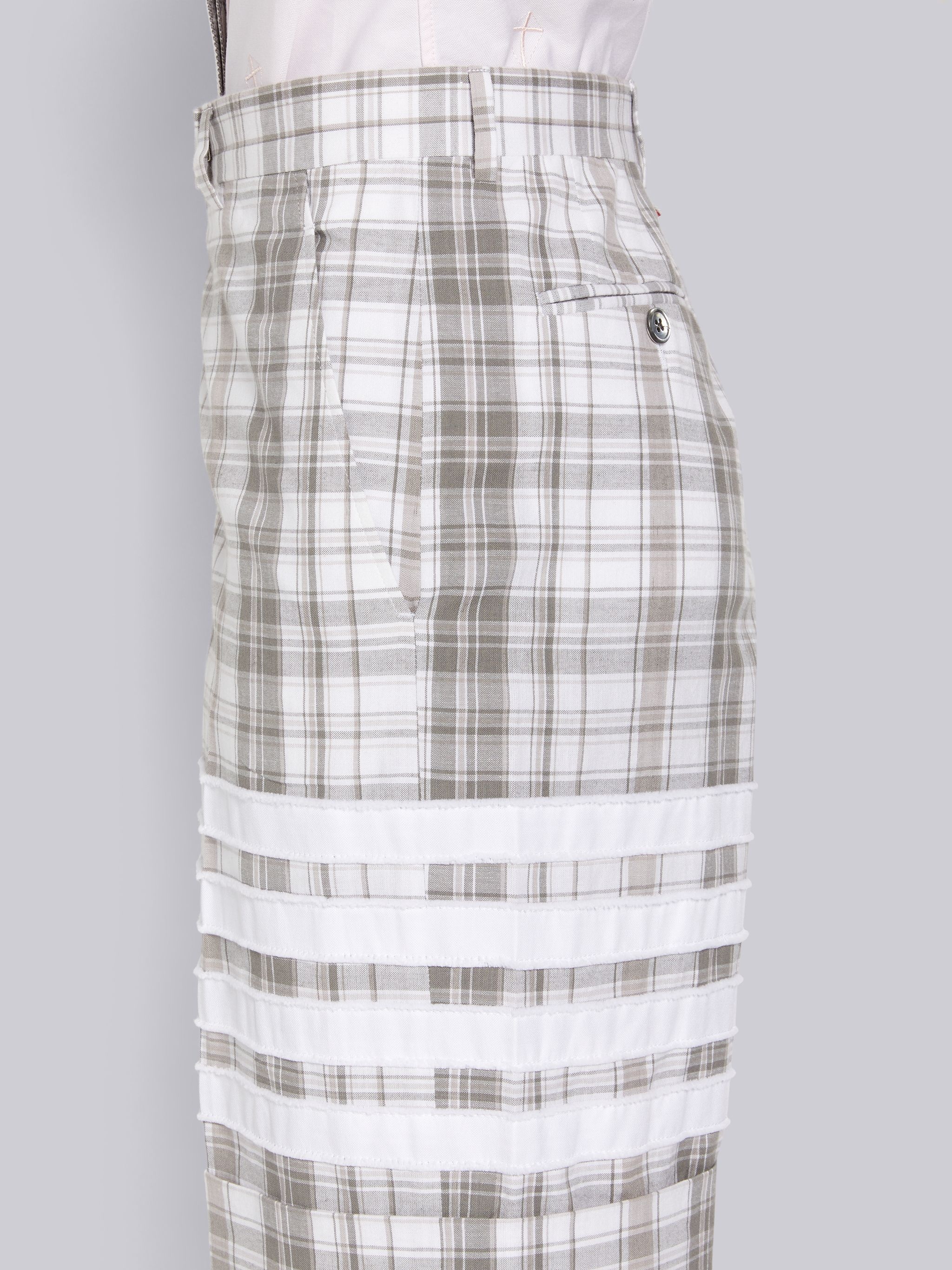 Medium Grey Stripe Plaid Oxford 4-Bar Sack Short - 5