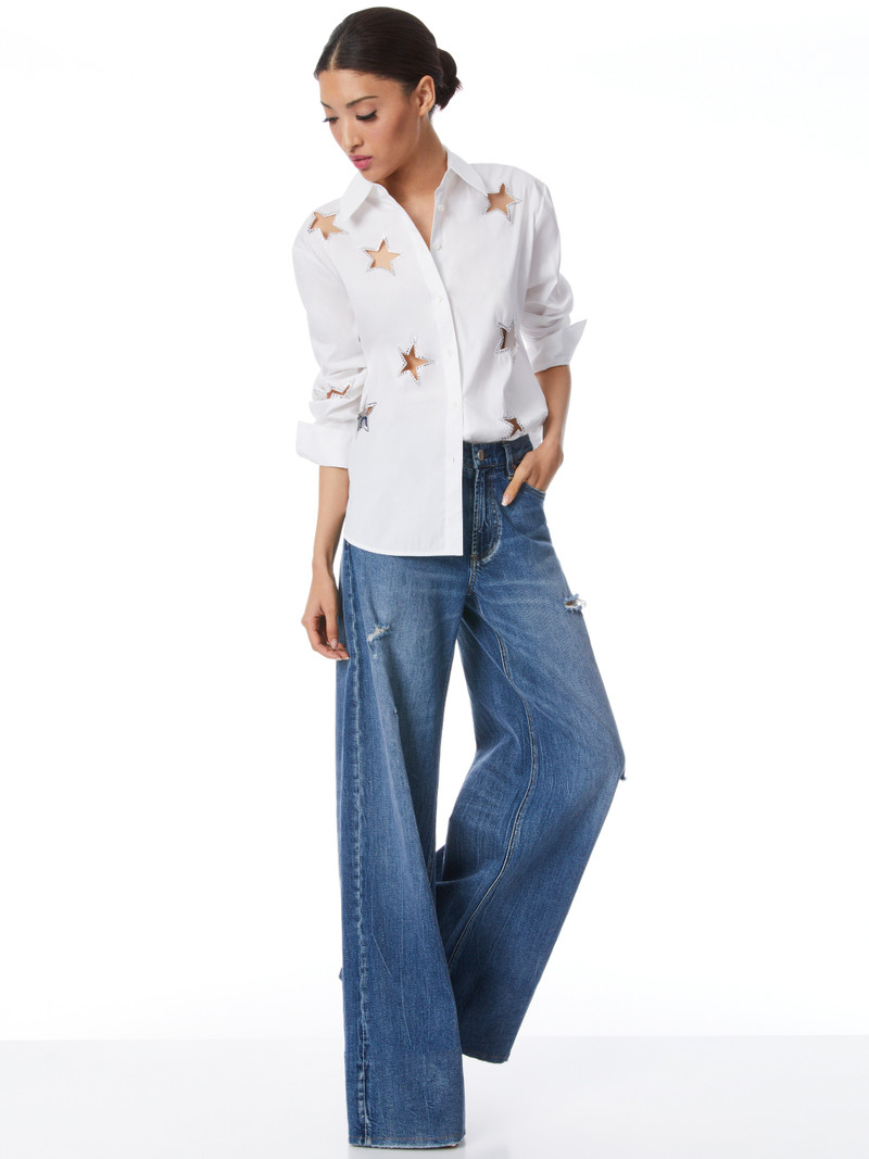 FINELY STAR EMBELLISHED BUTTON DOWN 6