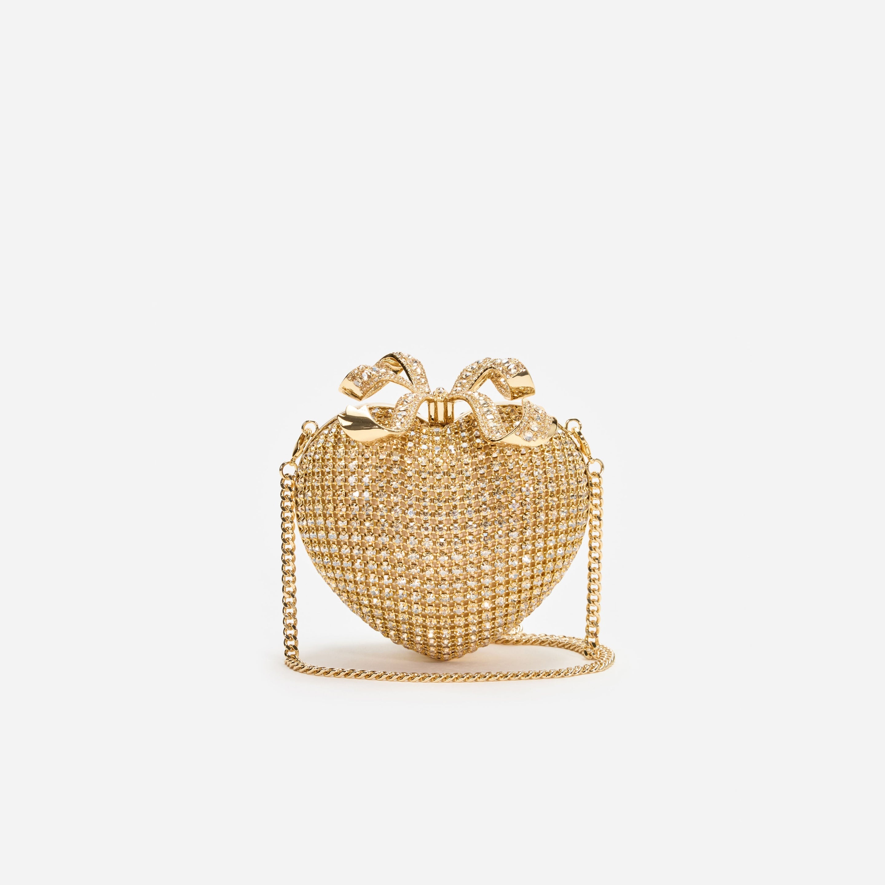 Gold Crystal Heart Clutch - 4