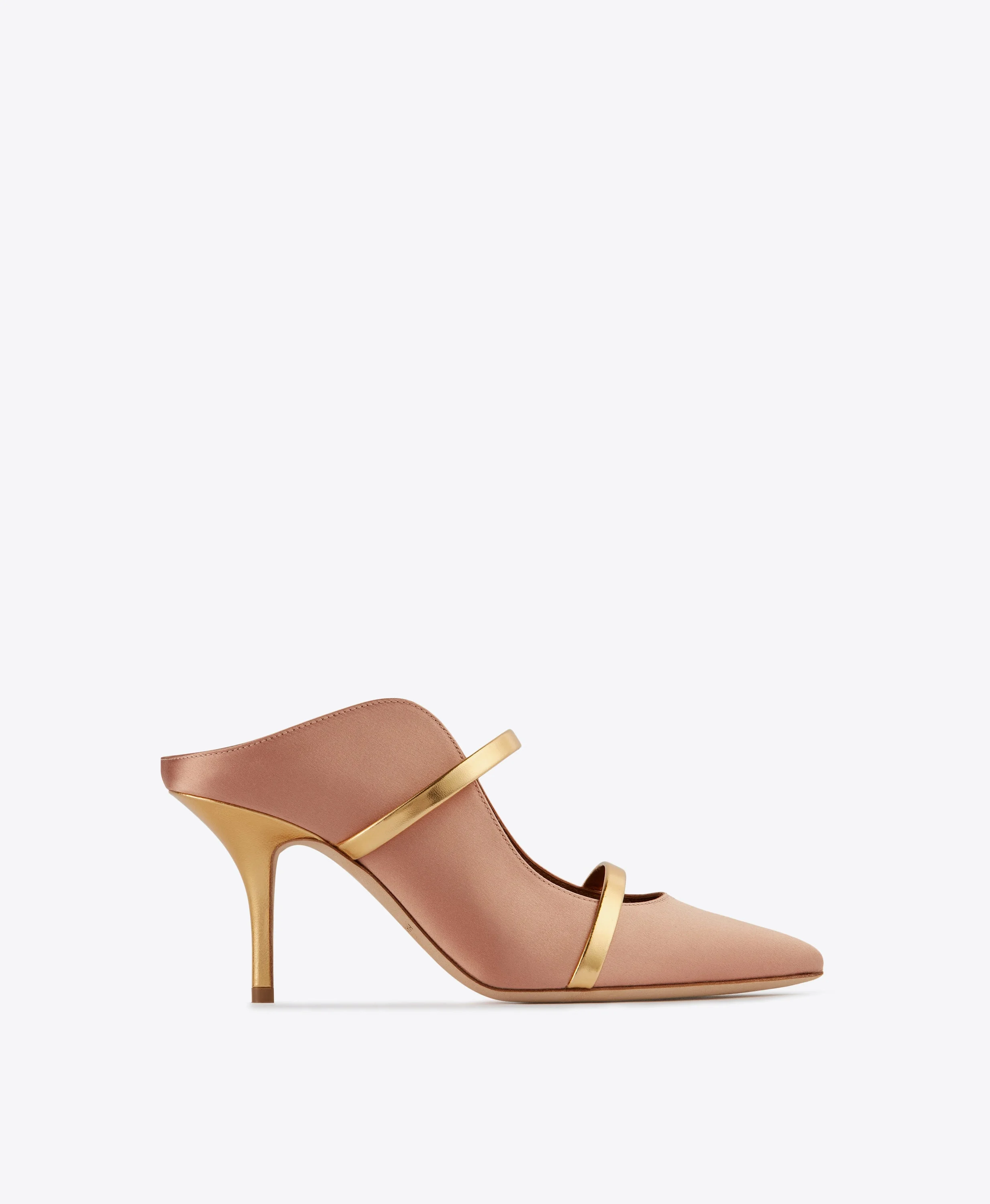Maureen 70 Blush & Gold Satin Mules - 1