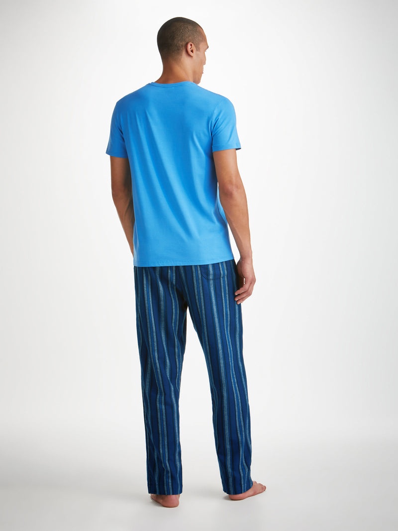 Men's Lounge Trousers Kelburn 38 Brushed Cotton Blue - 4