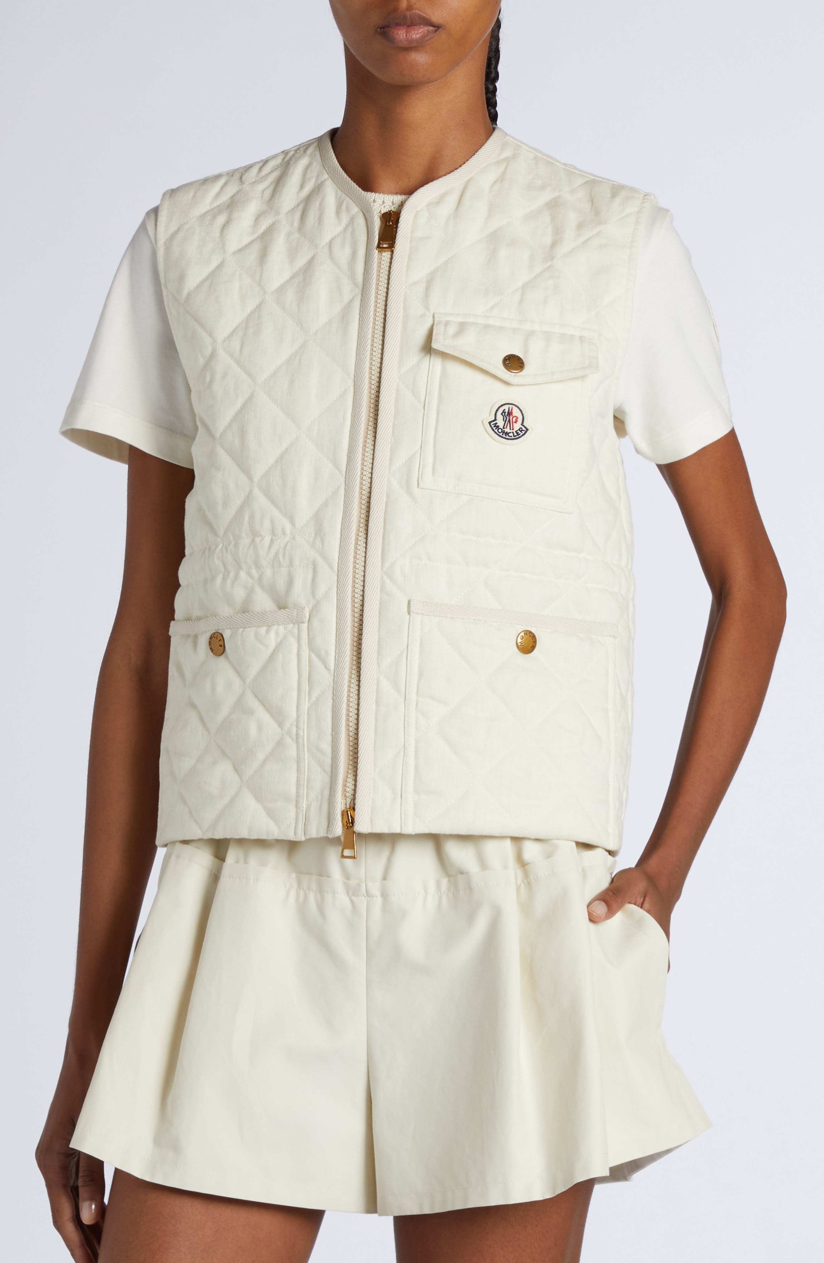 Moncler Vigny Diamond Quilted Vest in White at Nordstrom - 5