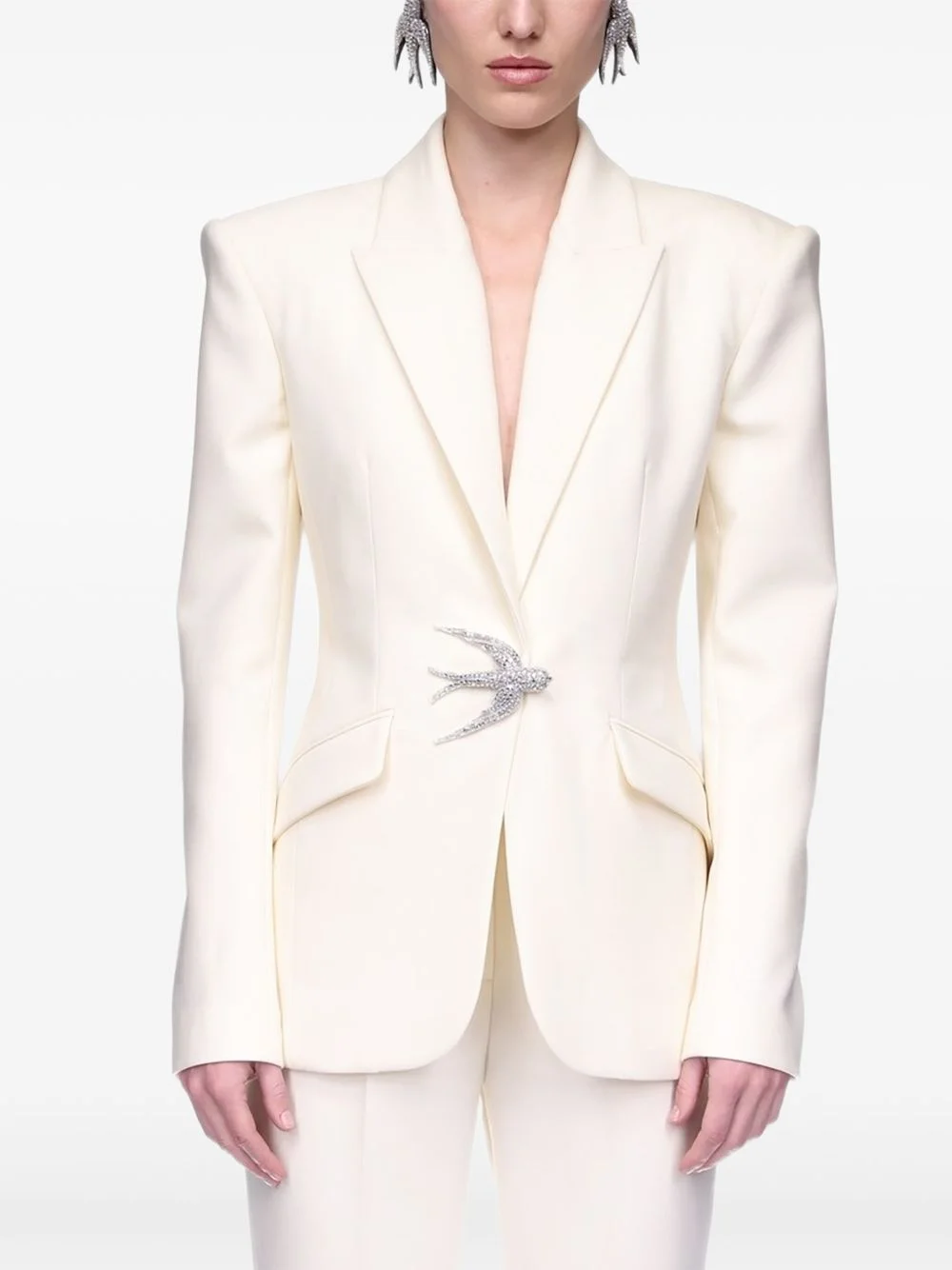 bird-embellished blazer - 1
