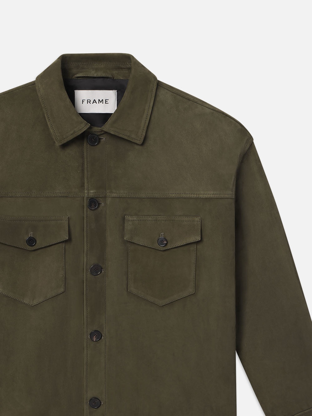 Clean Suede Jacket in Dark Olive - 2