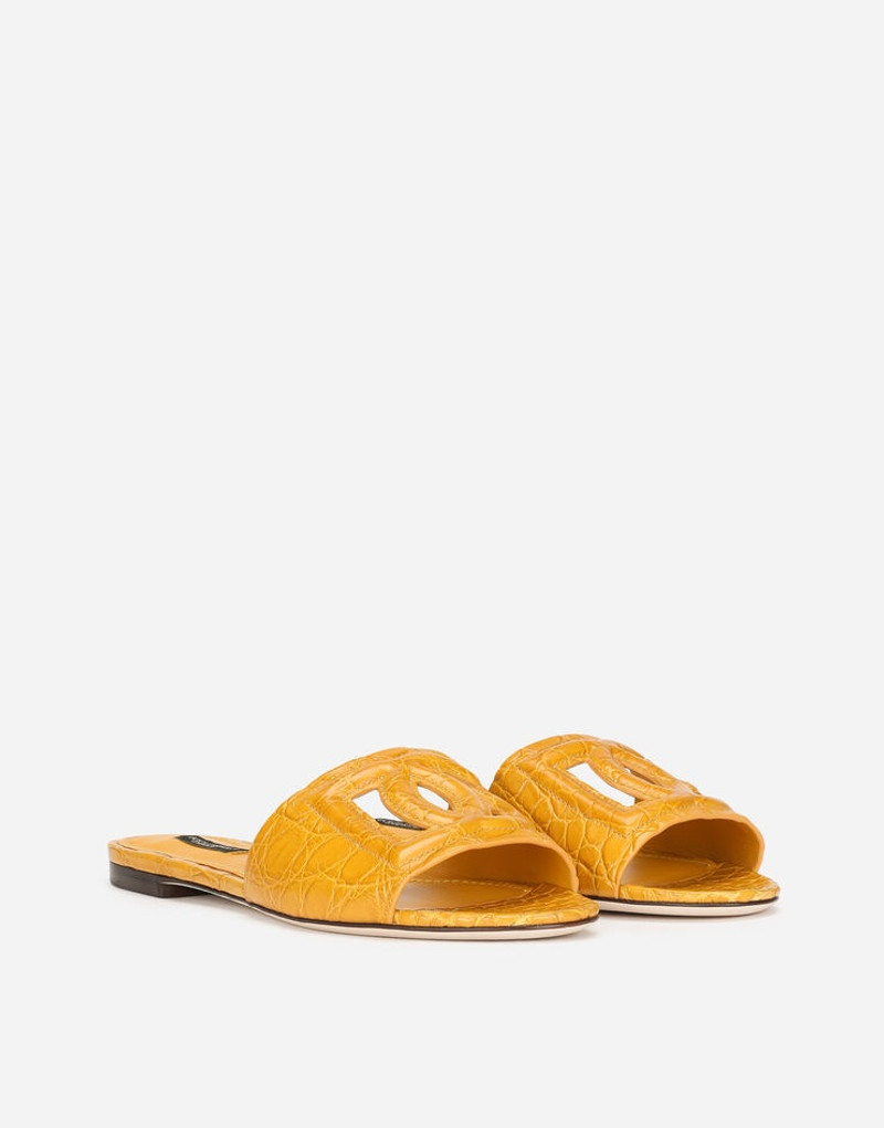 Crocodile flank leather sliders with the DG Millennials logo 2