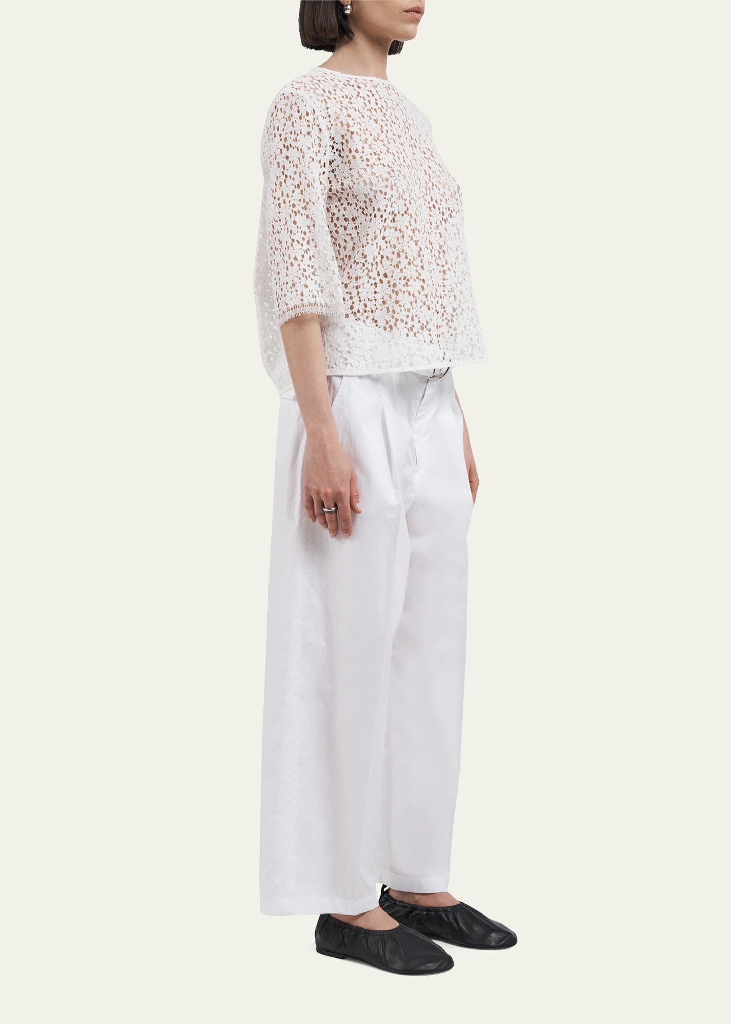 Lace Short Sleeve T-Shirt - 4