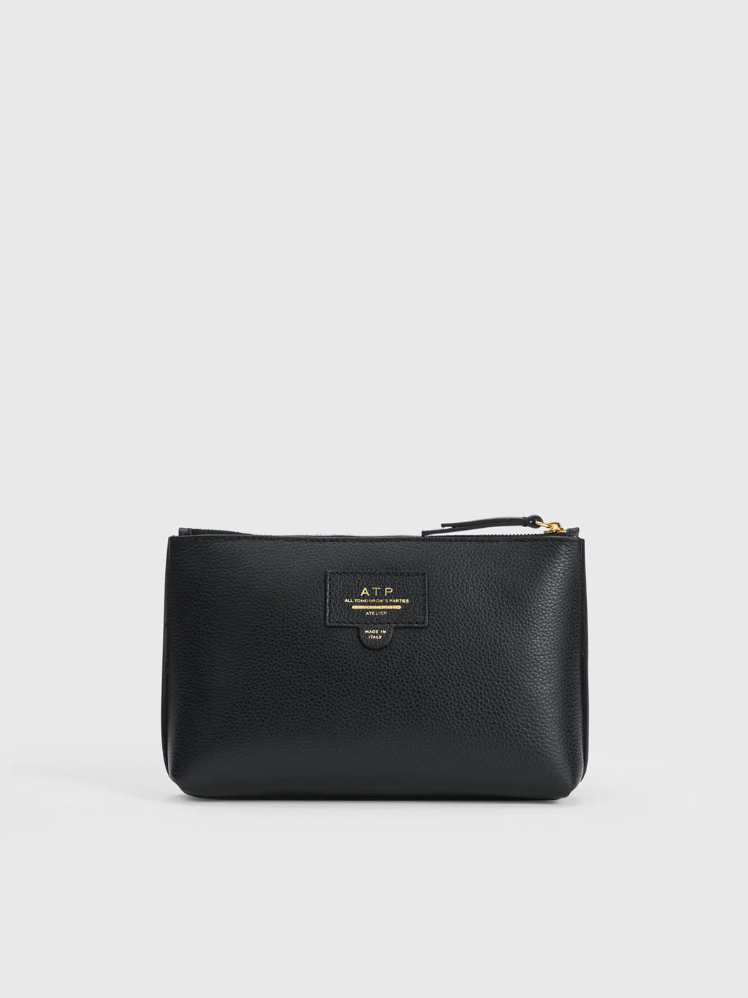 Solaio Black Grained Leather Beauty Bag - 1