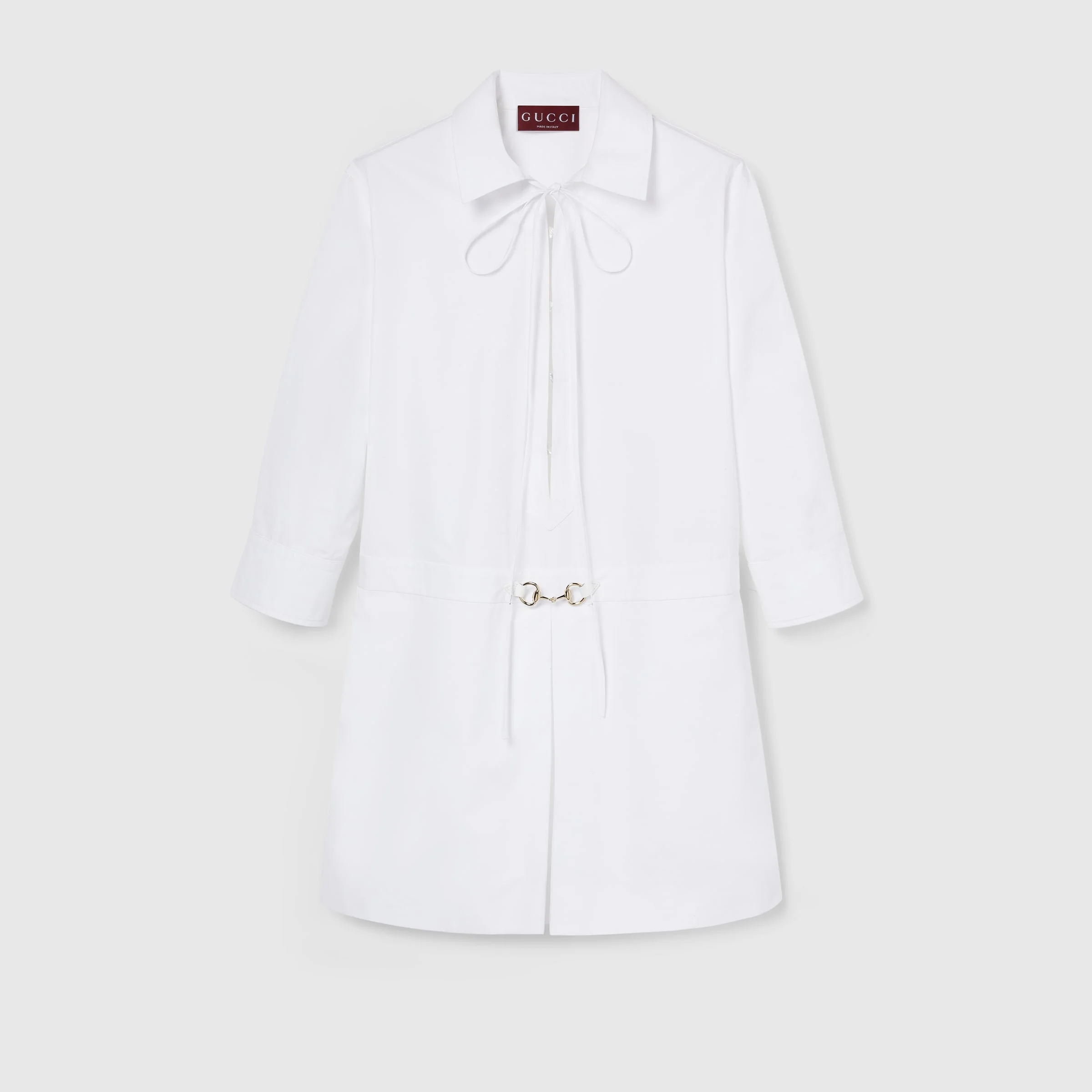 Cotton poplin shirt dress with Horsebit - 1