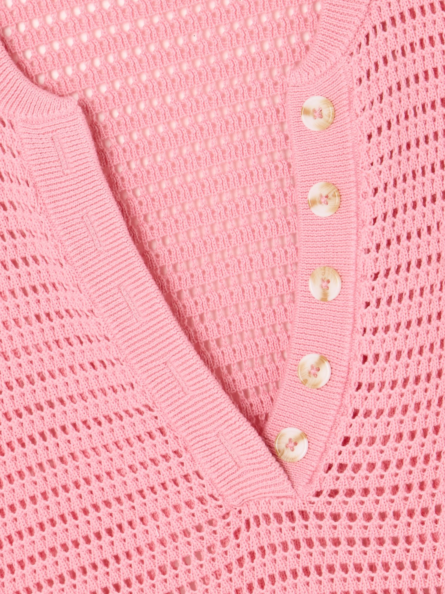 Callie open-knit cotton top Pink - 4