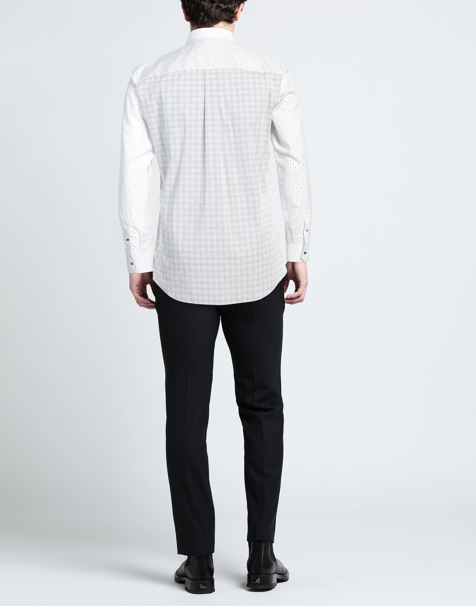 White Men's Patterned Shirt - 3