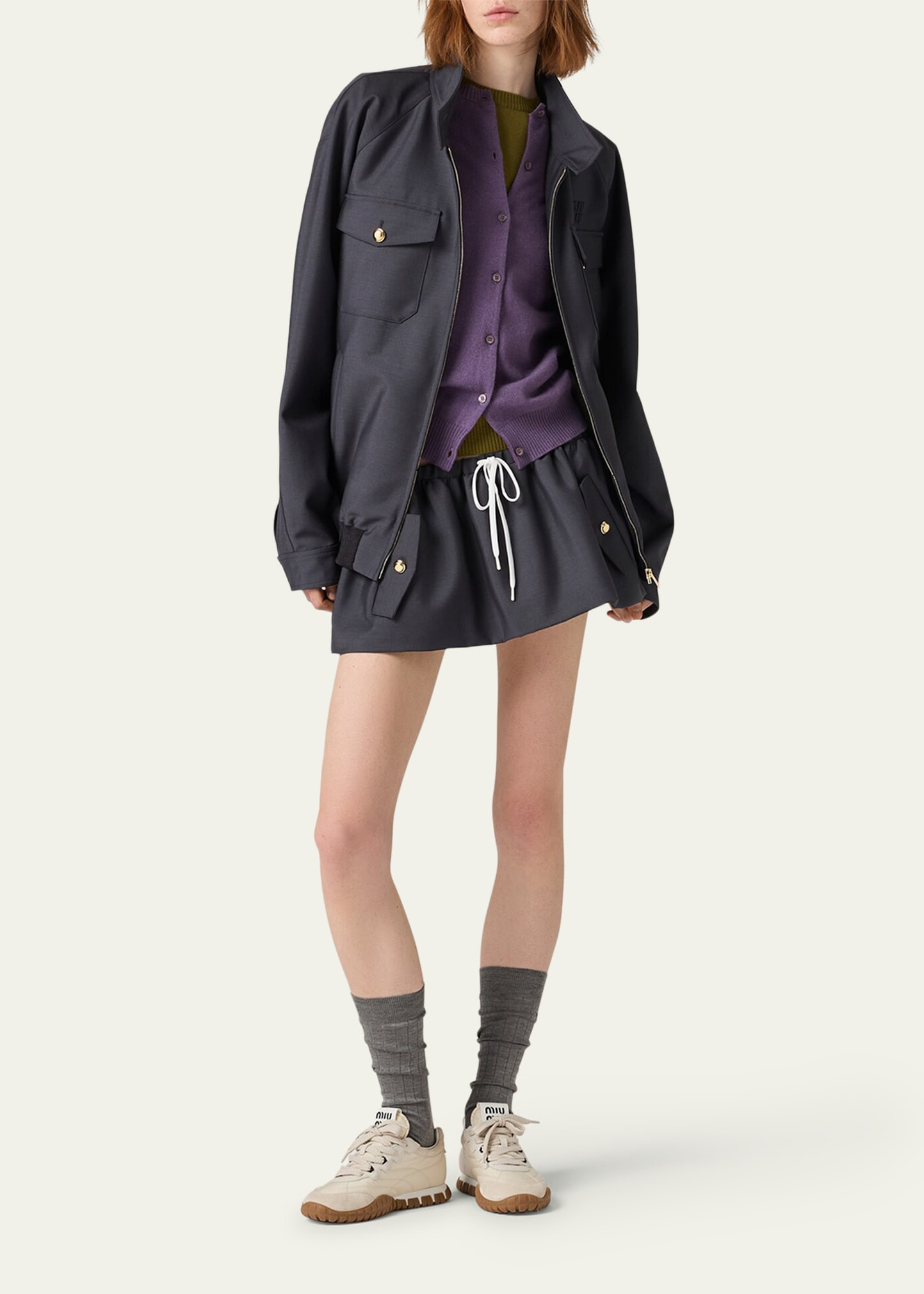 Drawstring Mini Skirt - 2
