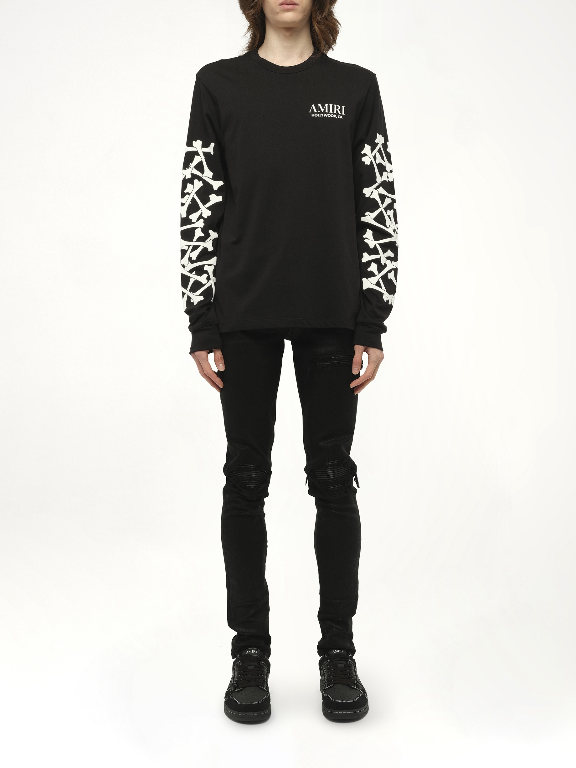 Bones Stacked L/S T-Shirt in Black - 7