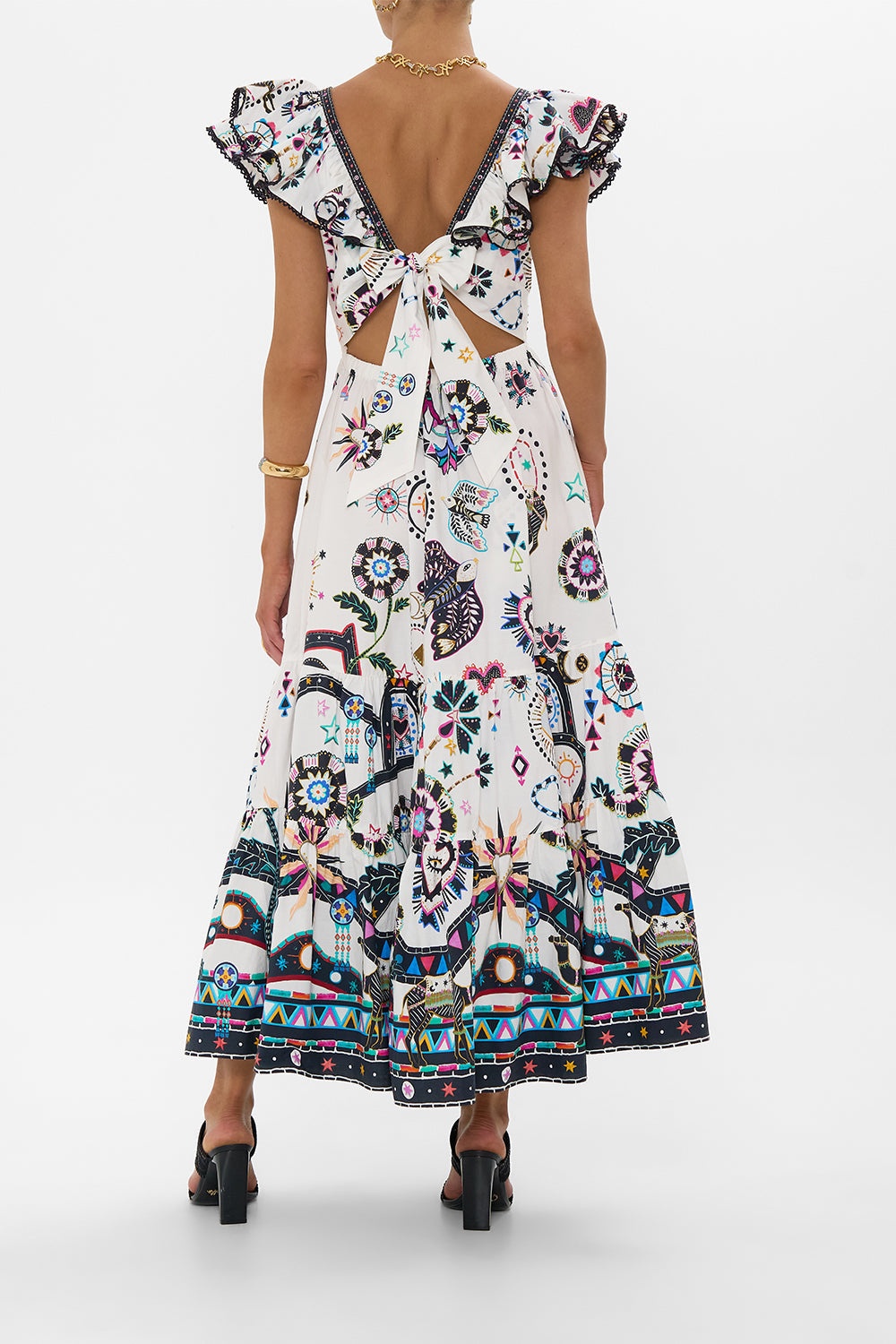 TIERED DRESS WITH NECK FRILL - 3