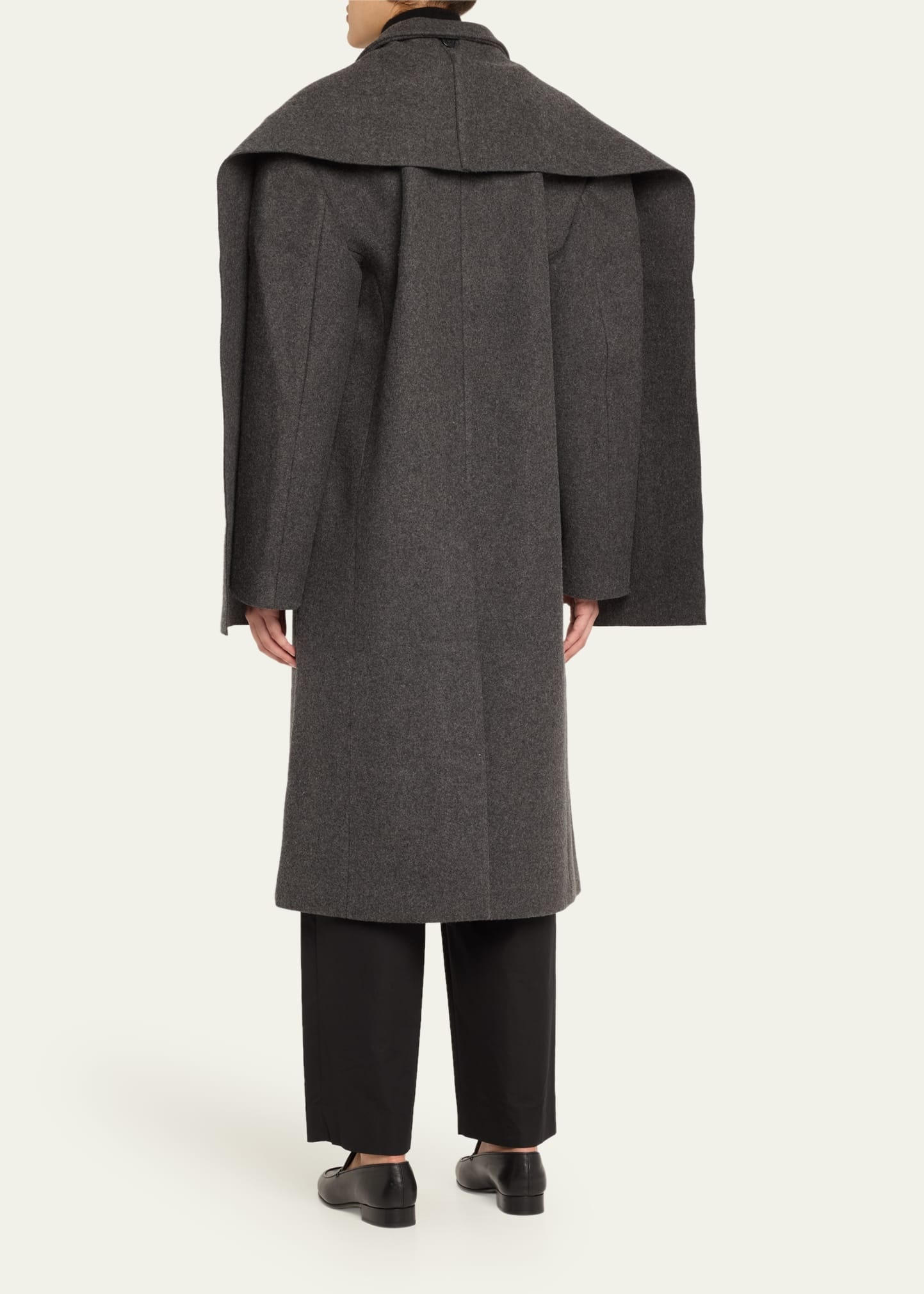 Andes Oversized Wool Coat with Removable Scarf - 3