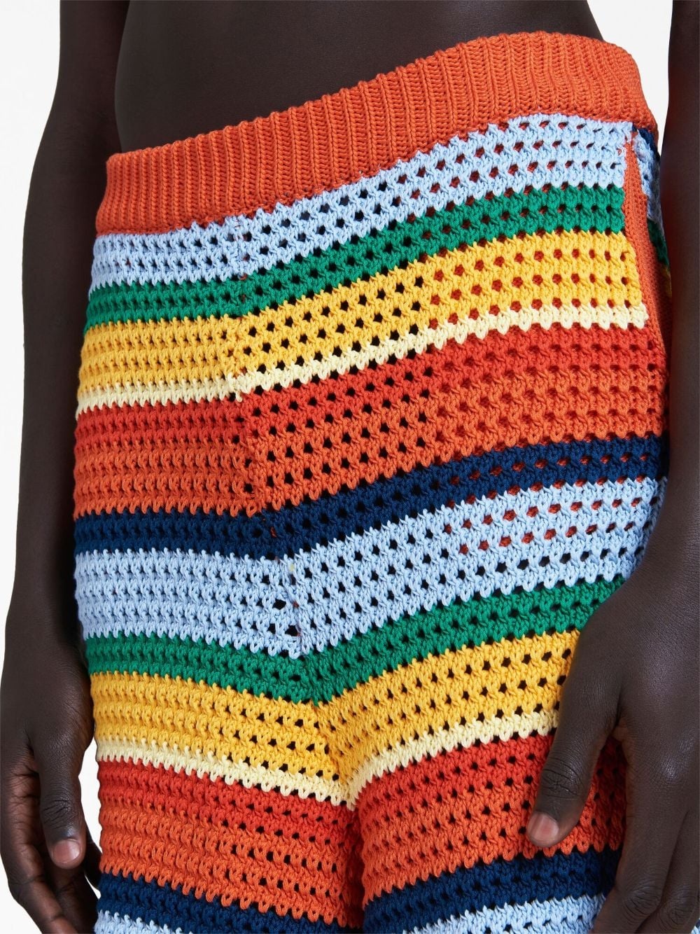 crochet-knit striped shorts - 5