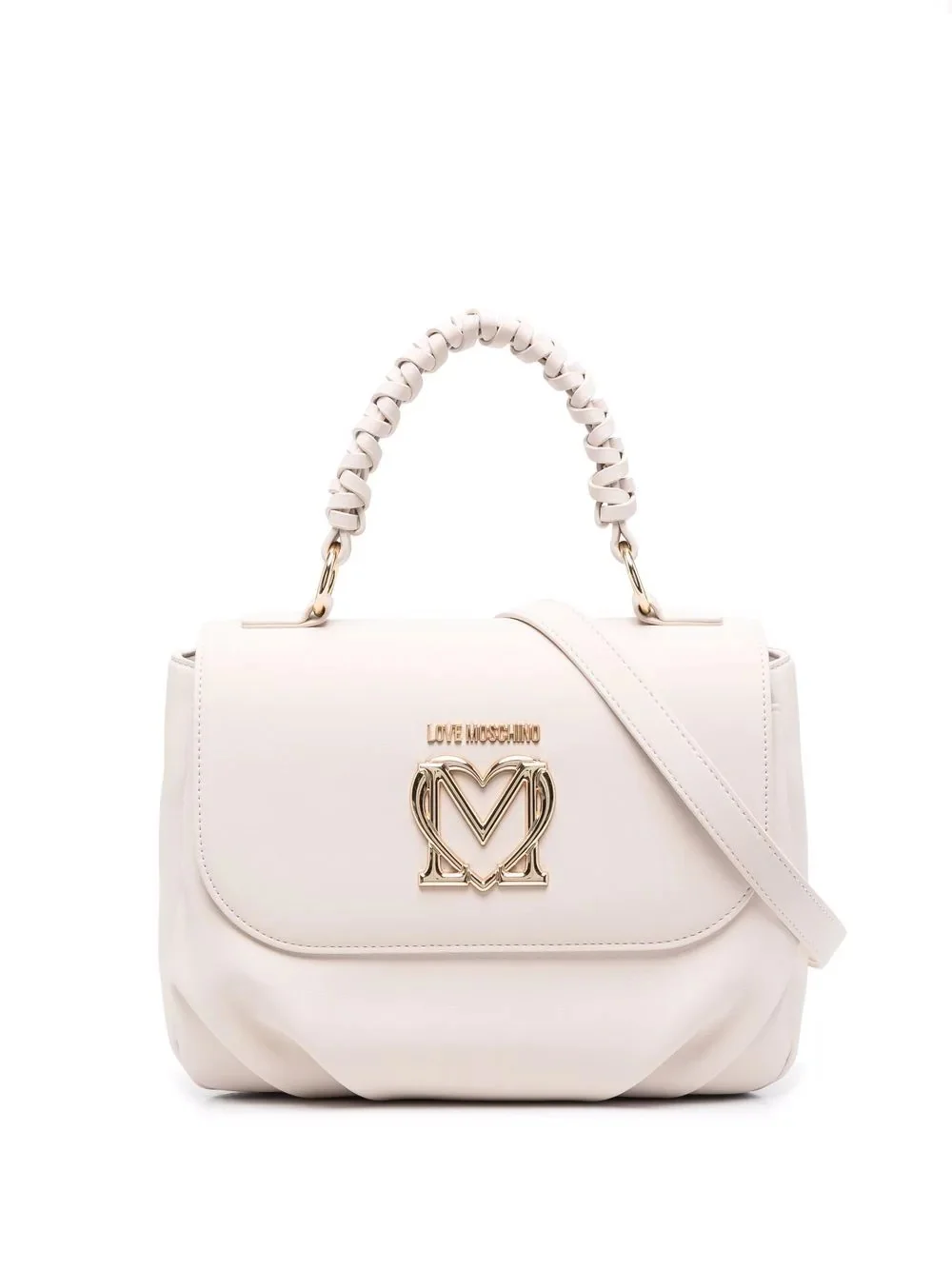 Heart logo-plaque top-handle tote bag - 1