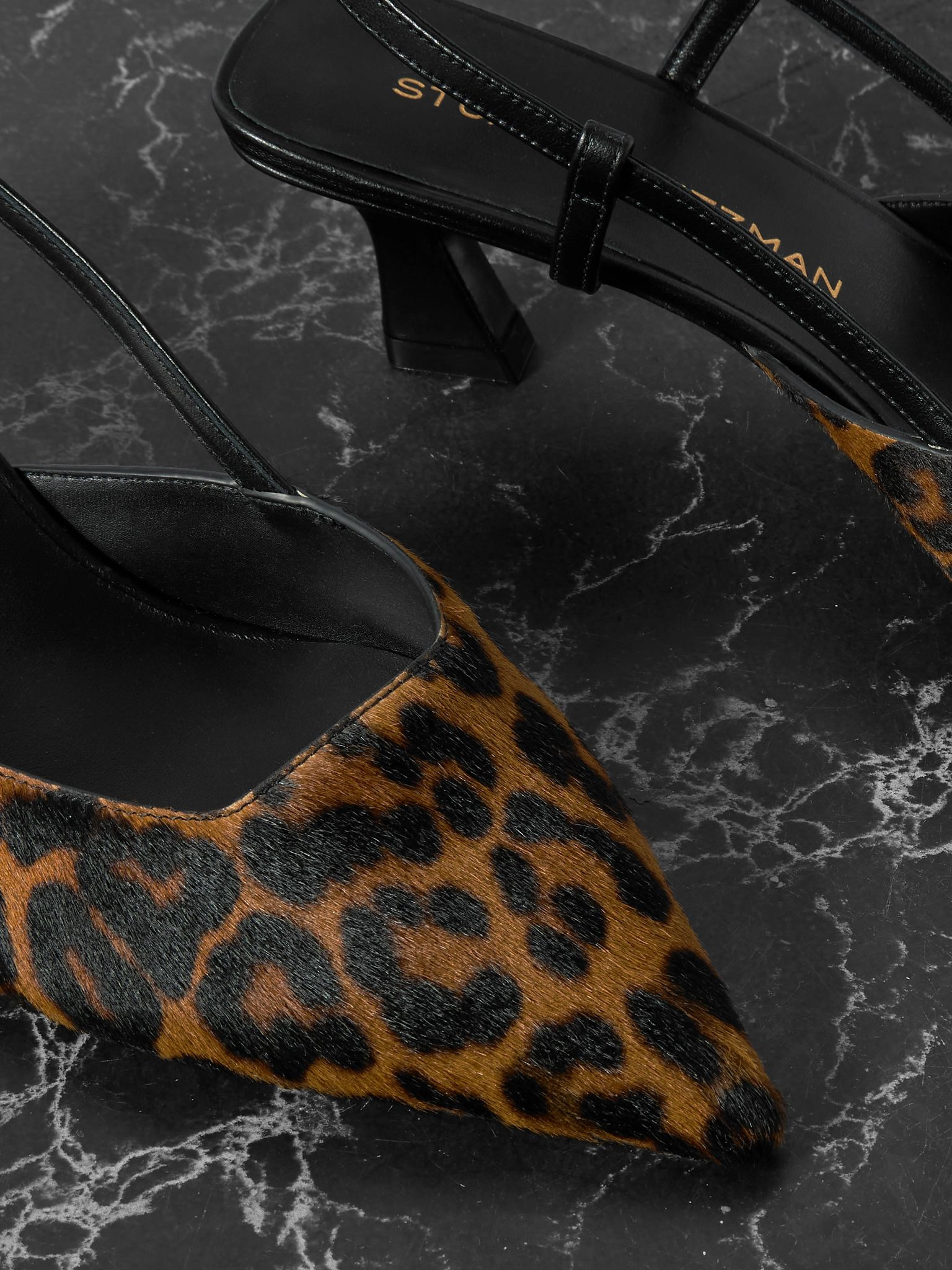 Vinnie leather-trimmed leopard-print calf hair slingback pumps Leopard print - 4