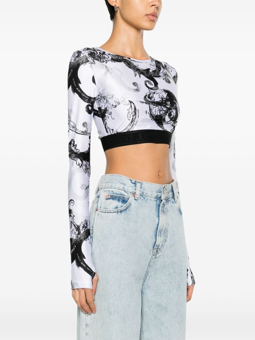 Watercolour Couture-print crop top - 3
