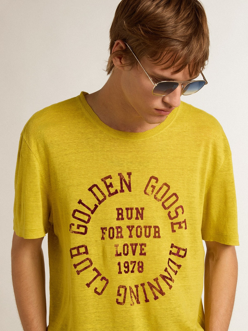Golden Goose Men’s T-shirt in maize-yellow linen outlook