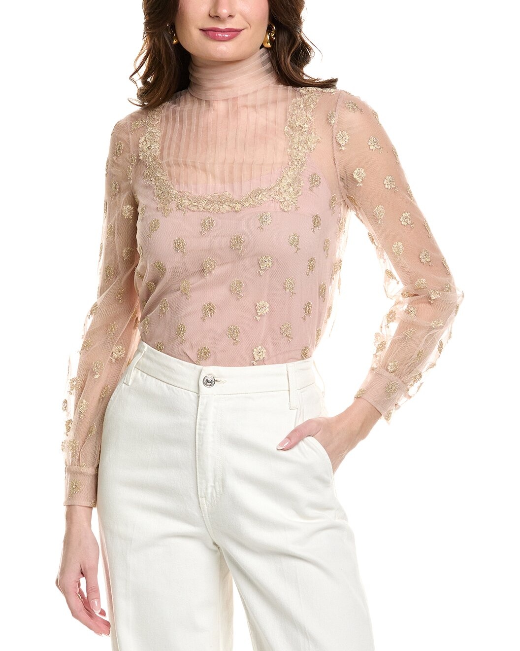 Valentino Pintuck Tulle Blouse - 1