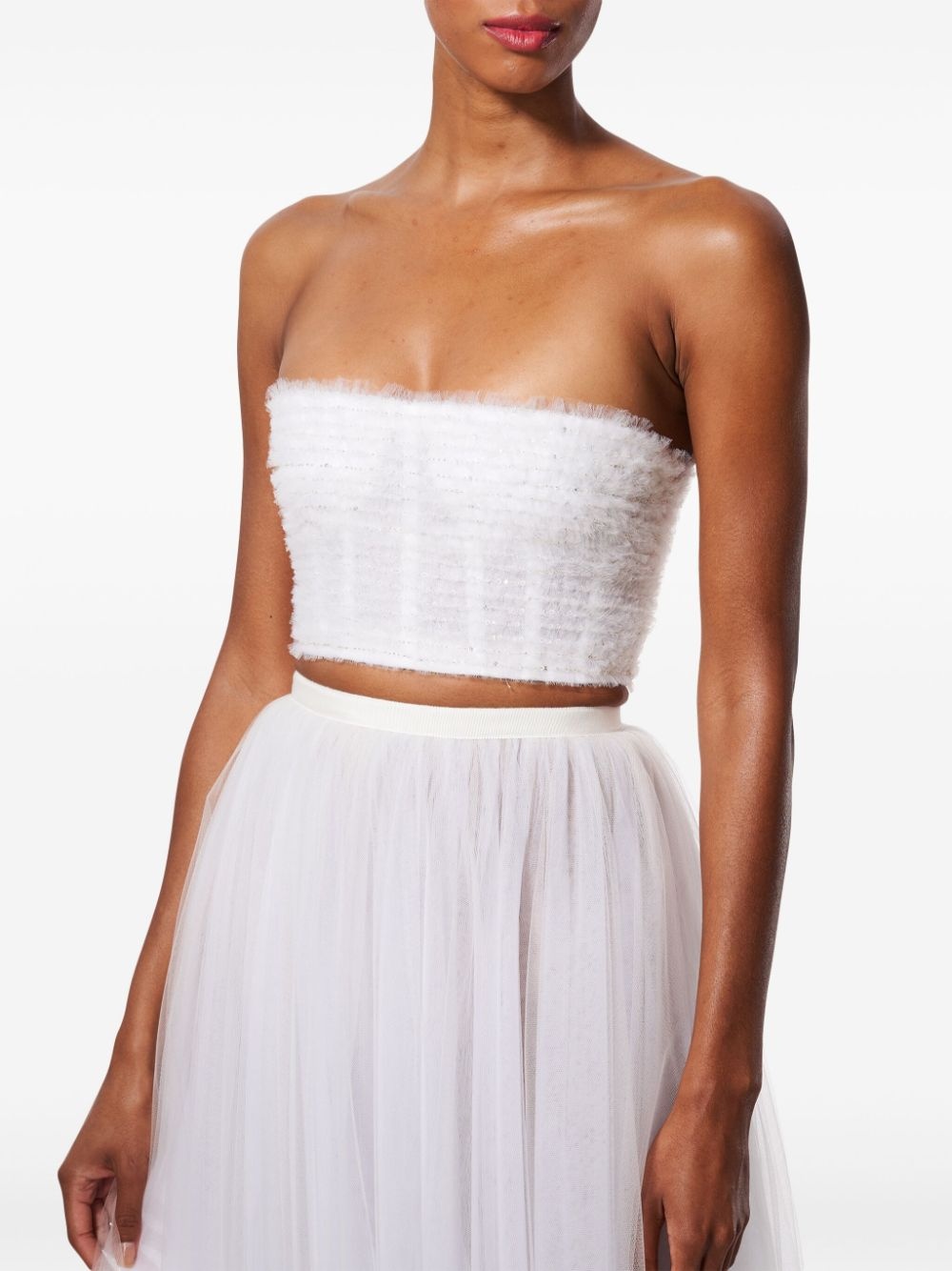sequin-embellished tulle cropped top - 4