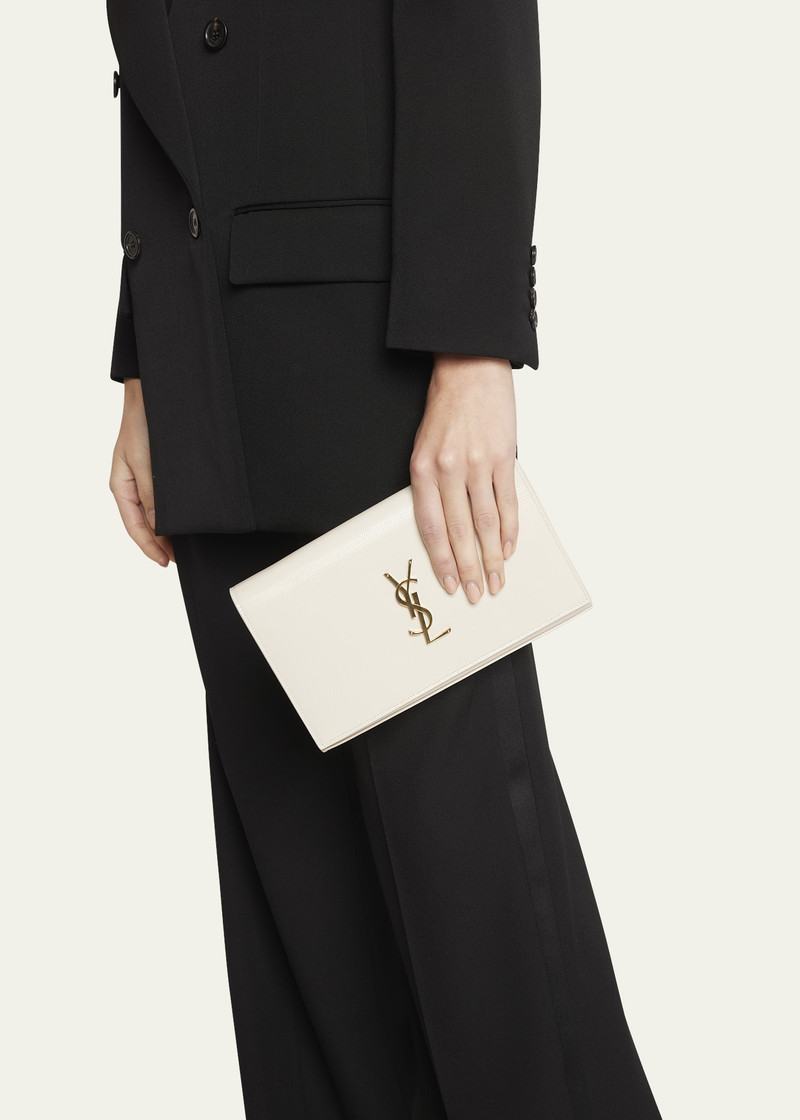 SAINT LAURENT Kate Cassandra Mock Croc-Embossed Leather Wallet On Chain outlook