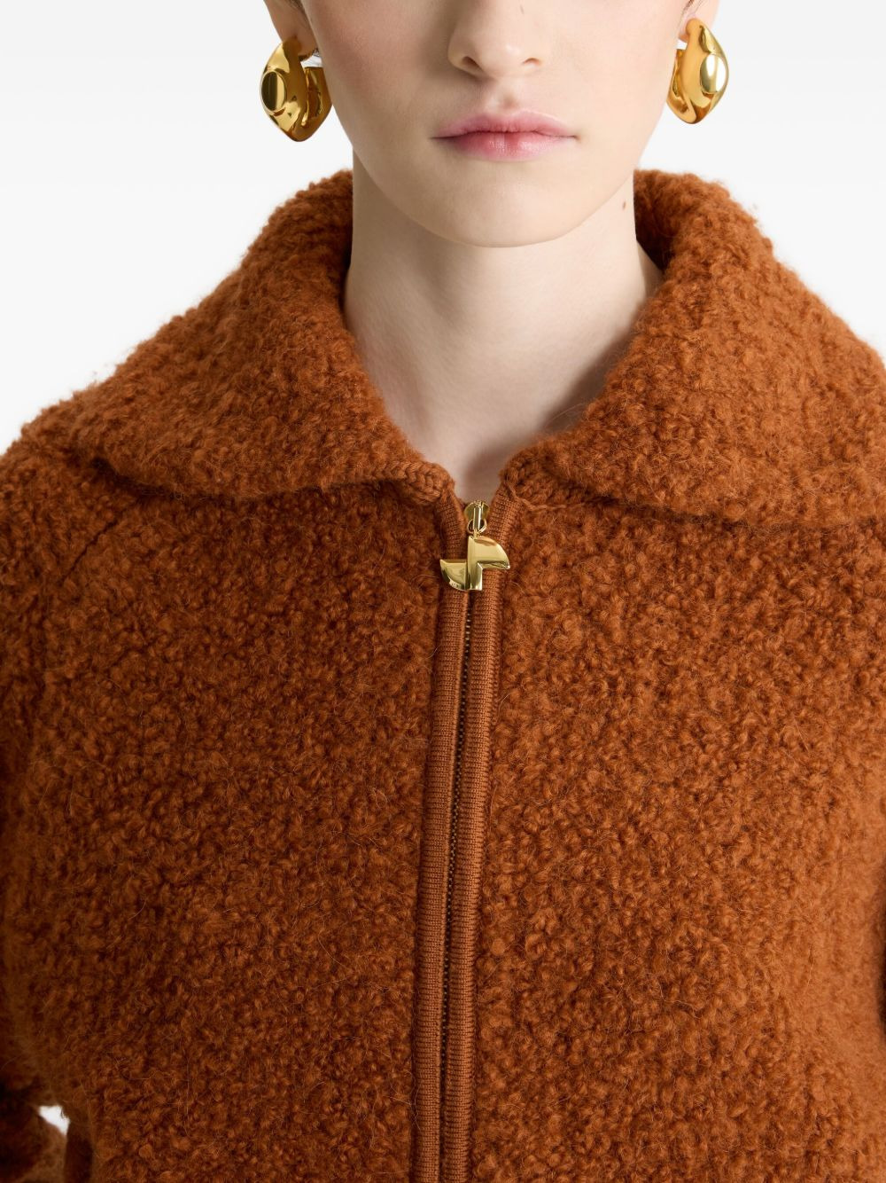 bouclé zip-front jacket - 5