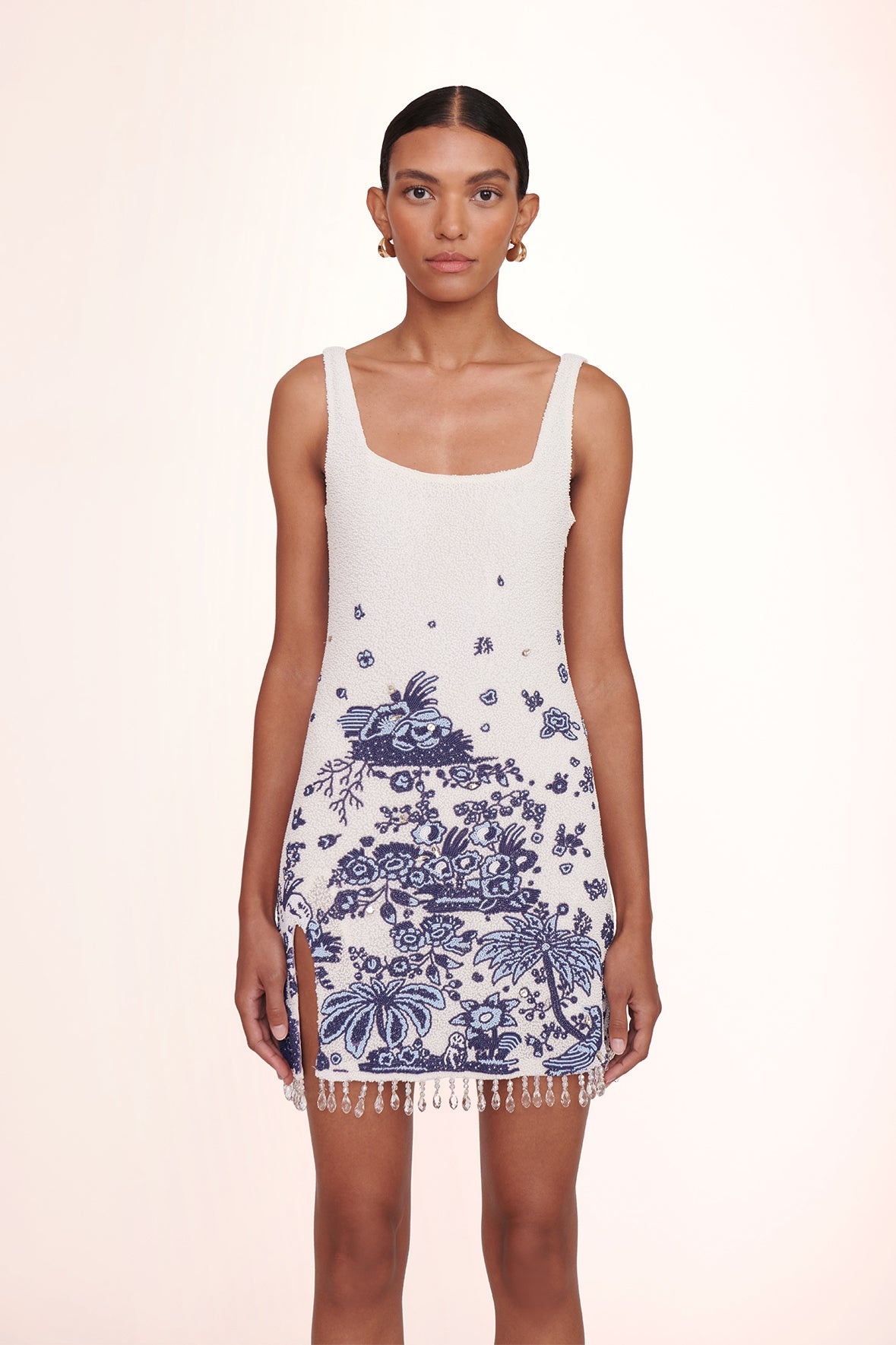 STAUD LE SABLE DRESS BLUE TOILE - 3