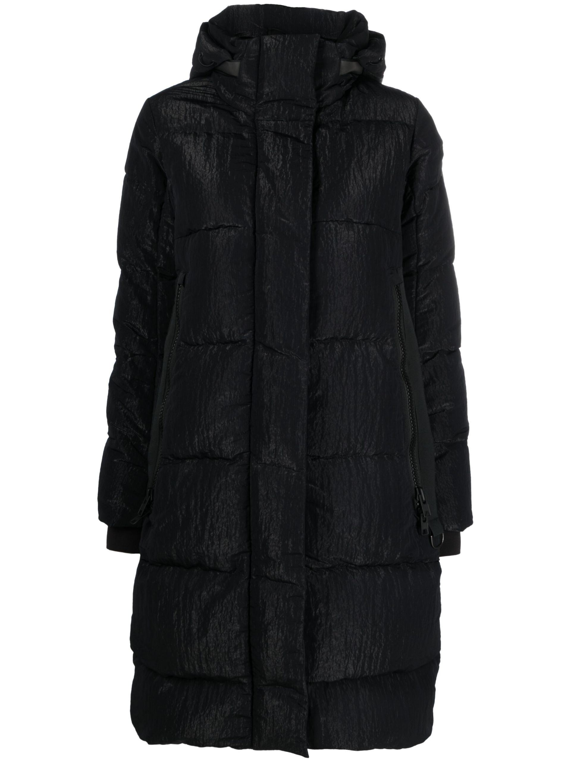 black Byward hooded quilted coat - 1