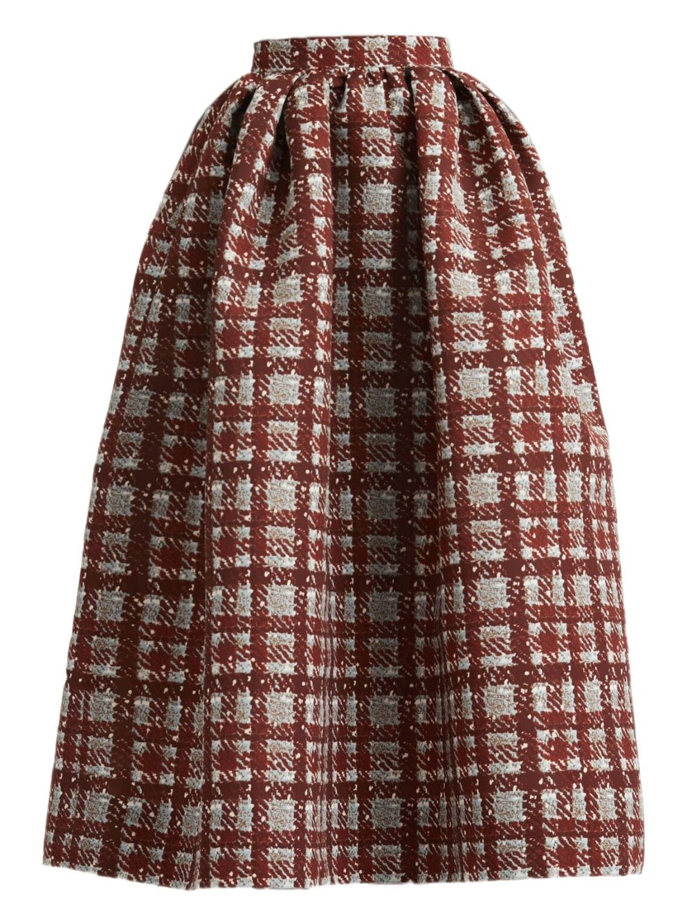 pleated plaid midi skirt - 1