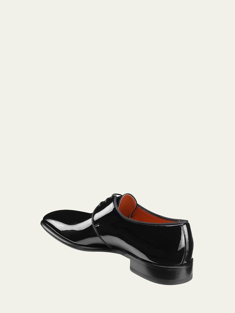 Santoni Men's Isogram Patent Leather Derby Shoes outlook