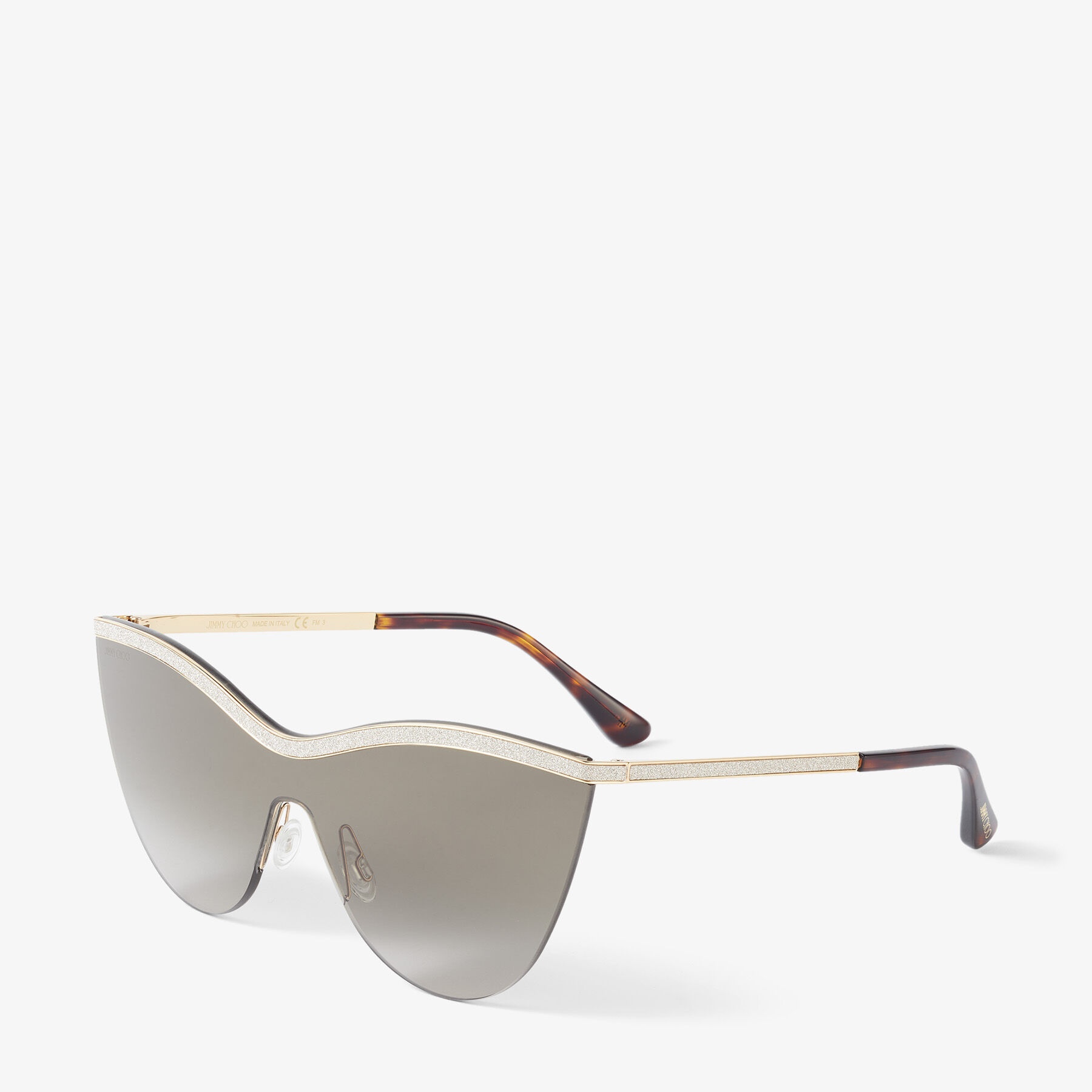 Kristen
Gold Havana Mask-Frame Sunglasses with Glitter - 3