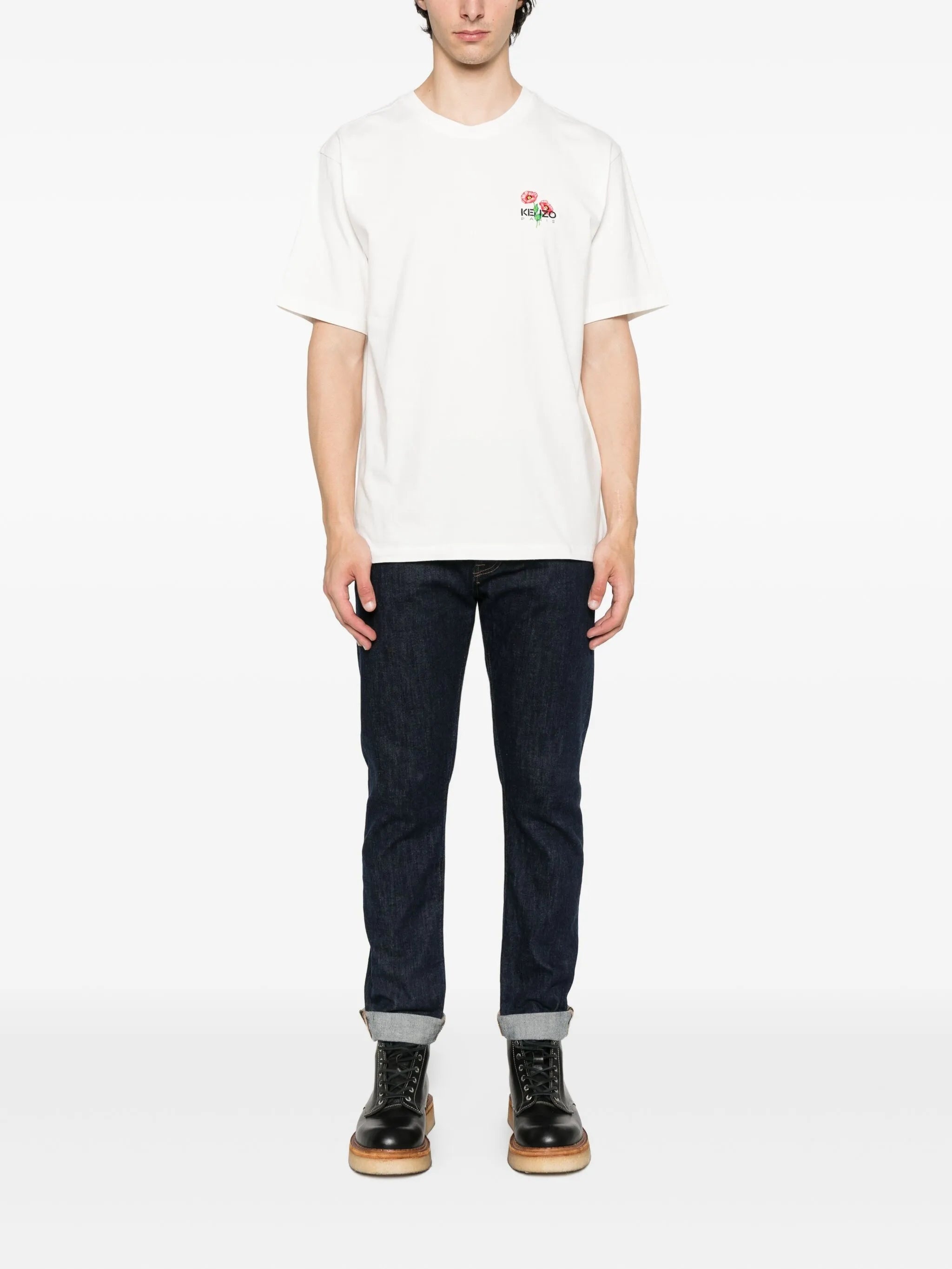 Kenzo Embroidered-poppy T-shirt - 2