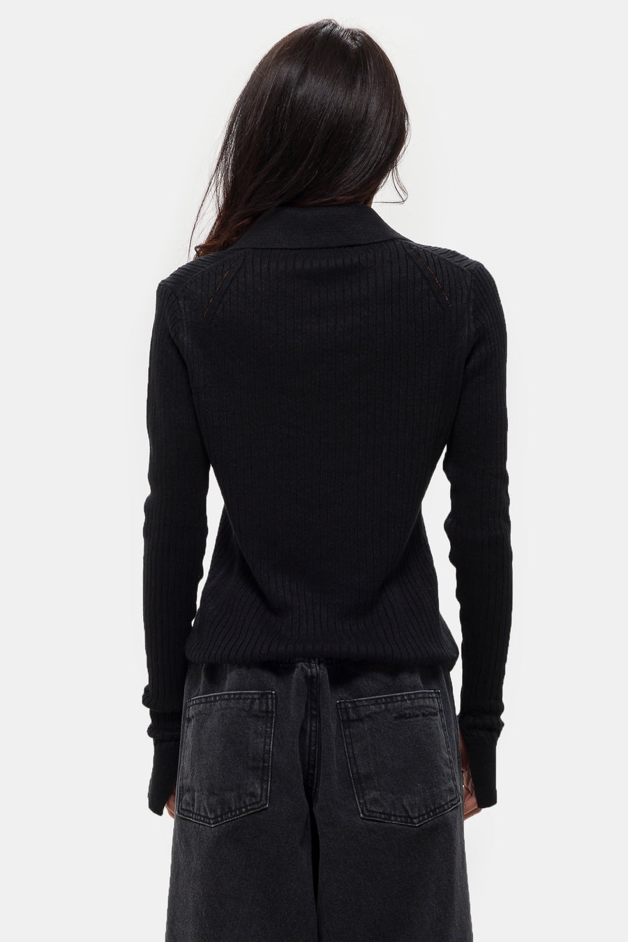 Knitted Rib Shirt in Washed Graphite - 3