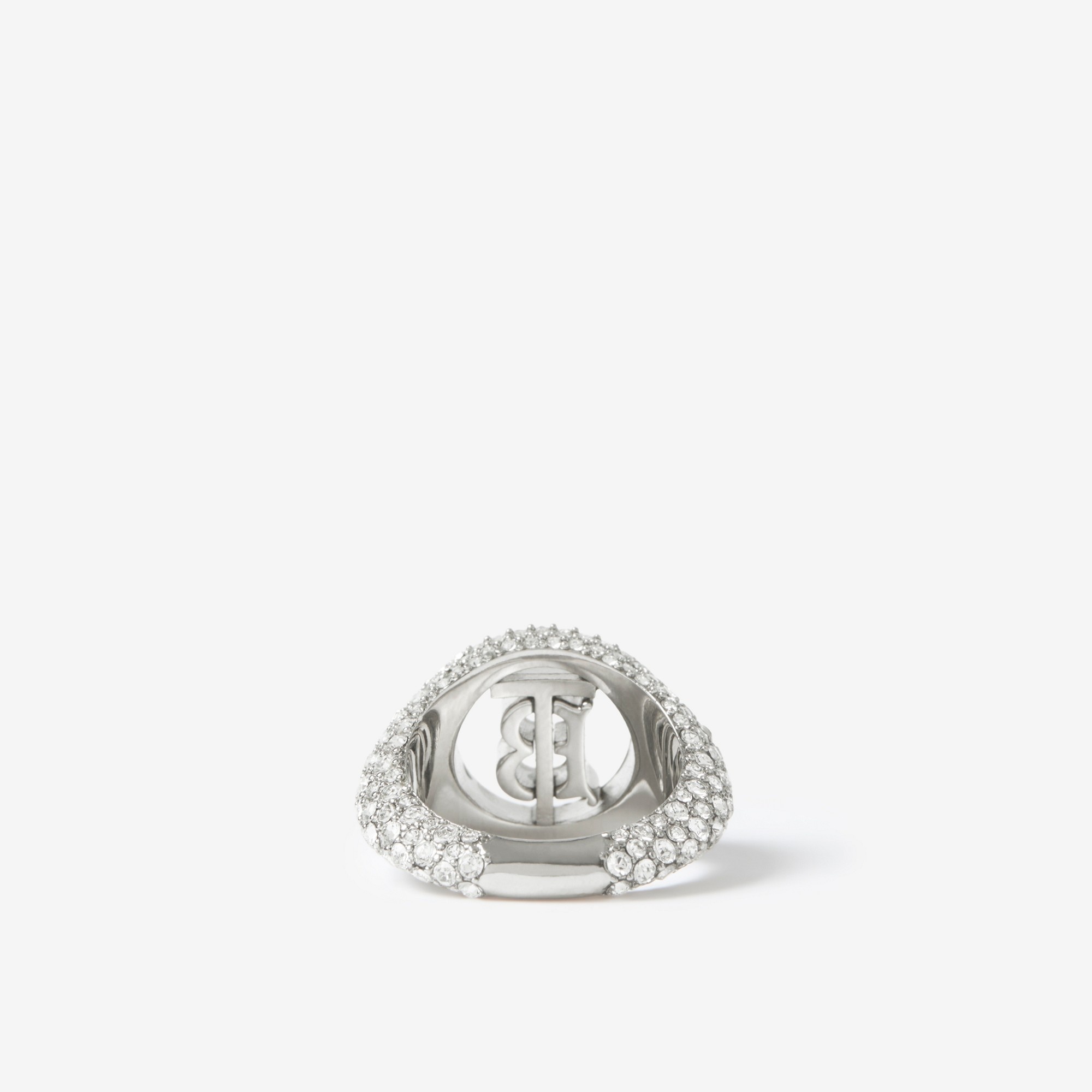 Crystal Detail Palladium-plated Monogram Motif Ring - 2