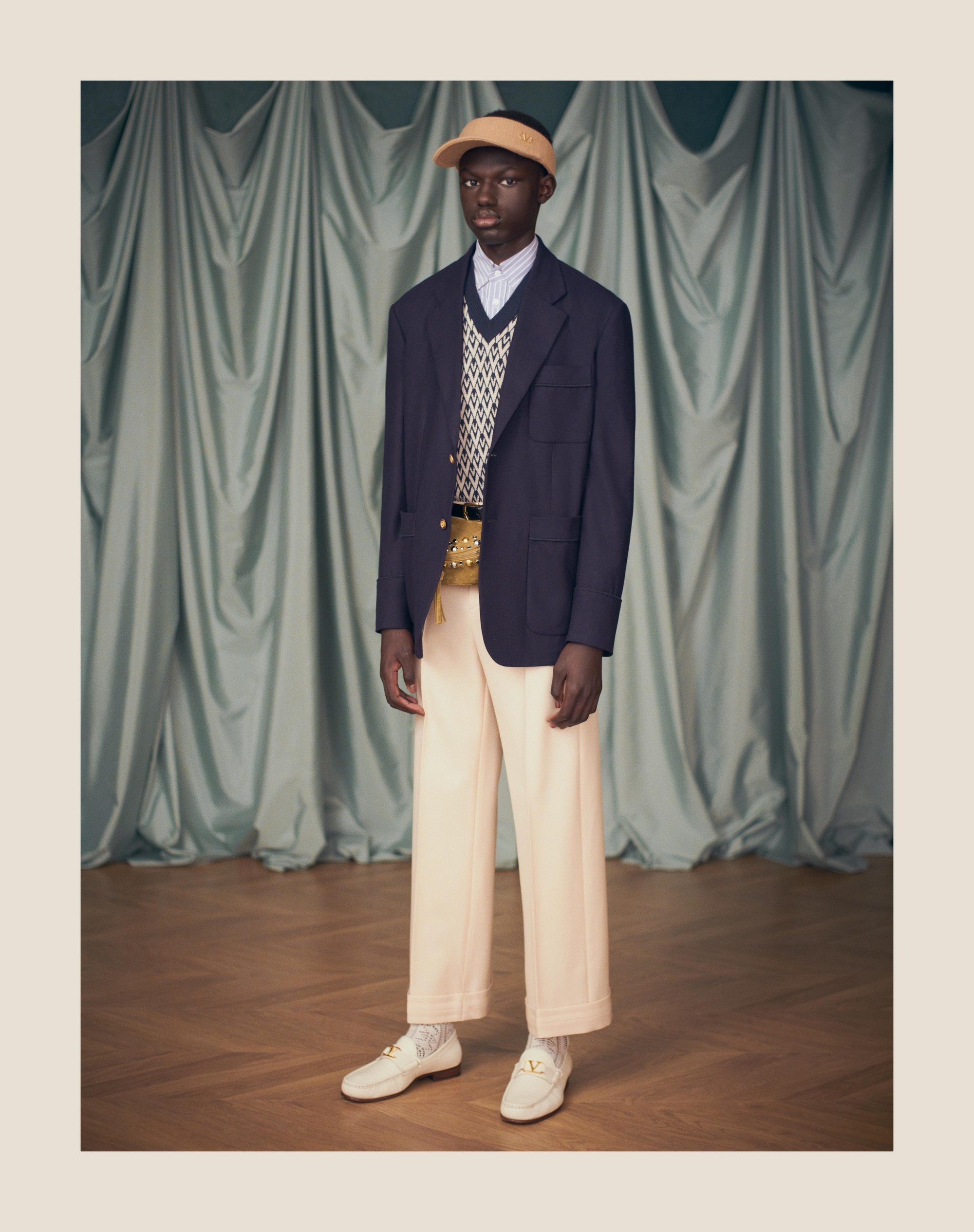 Valentino WOOL GABARDINE PANTS WITH TURN-UPS | REVERSIBLE