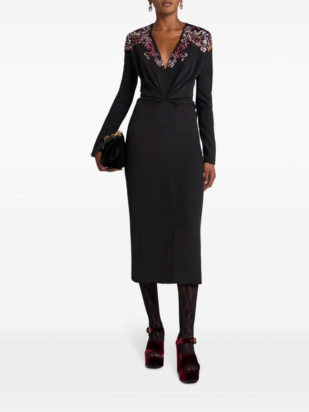 embroidered silk dress - 2
