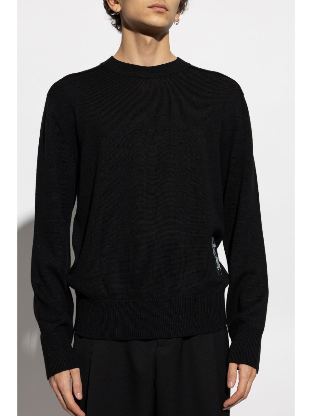 logo-patch knitted jumper - 3