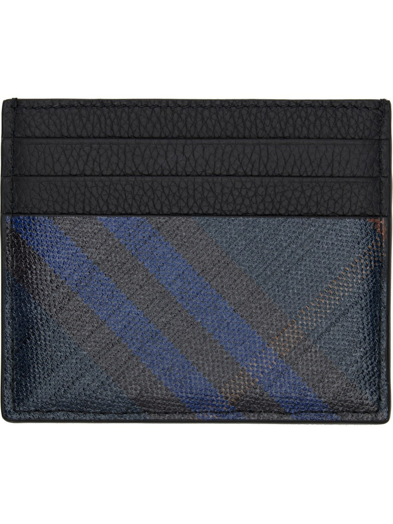 Burberry Navy Tall Check Card Holder outlook