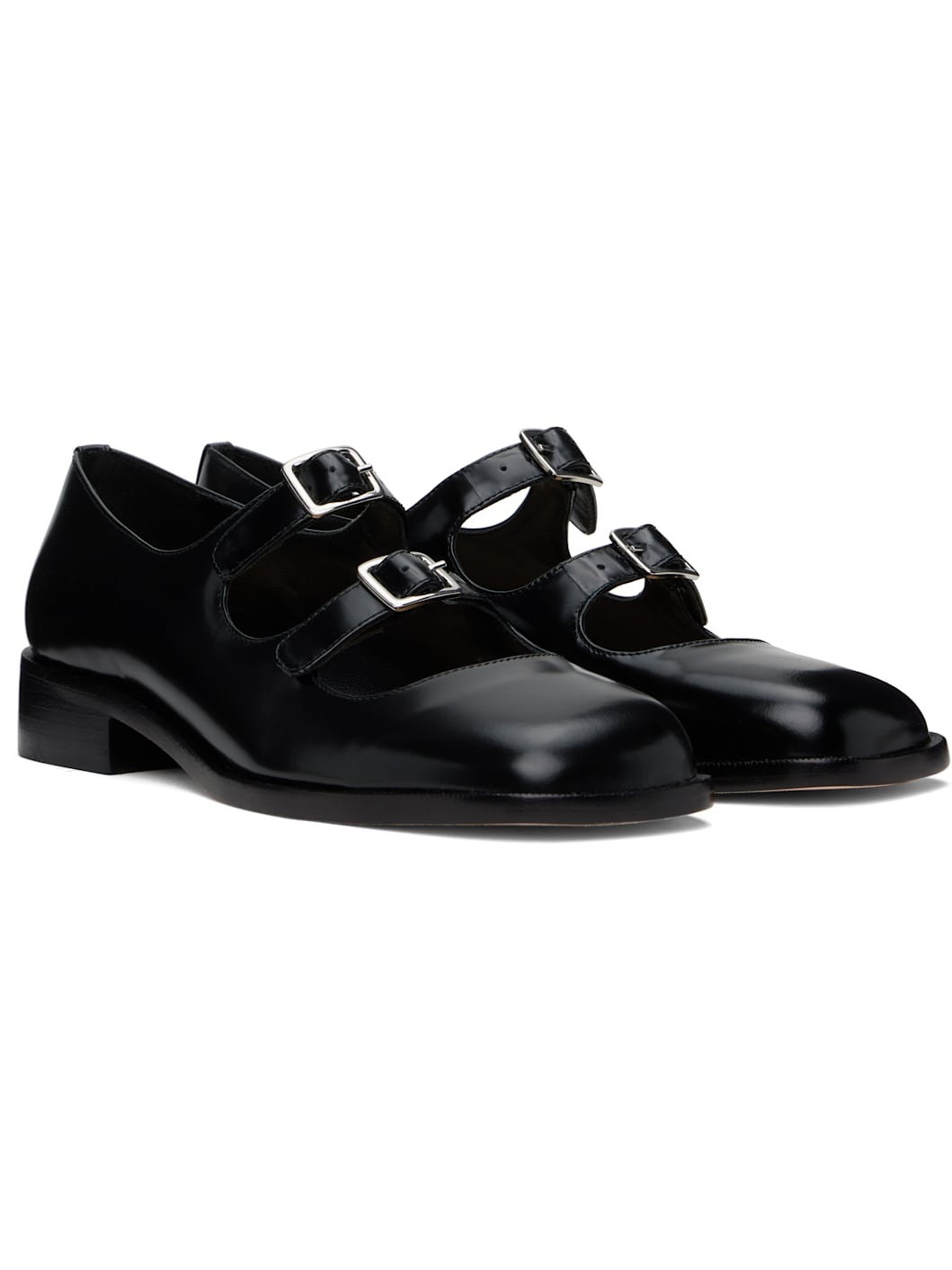 Black Double Strap Ballerina Flats - 4