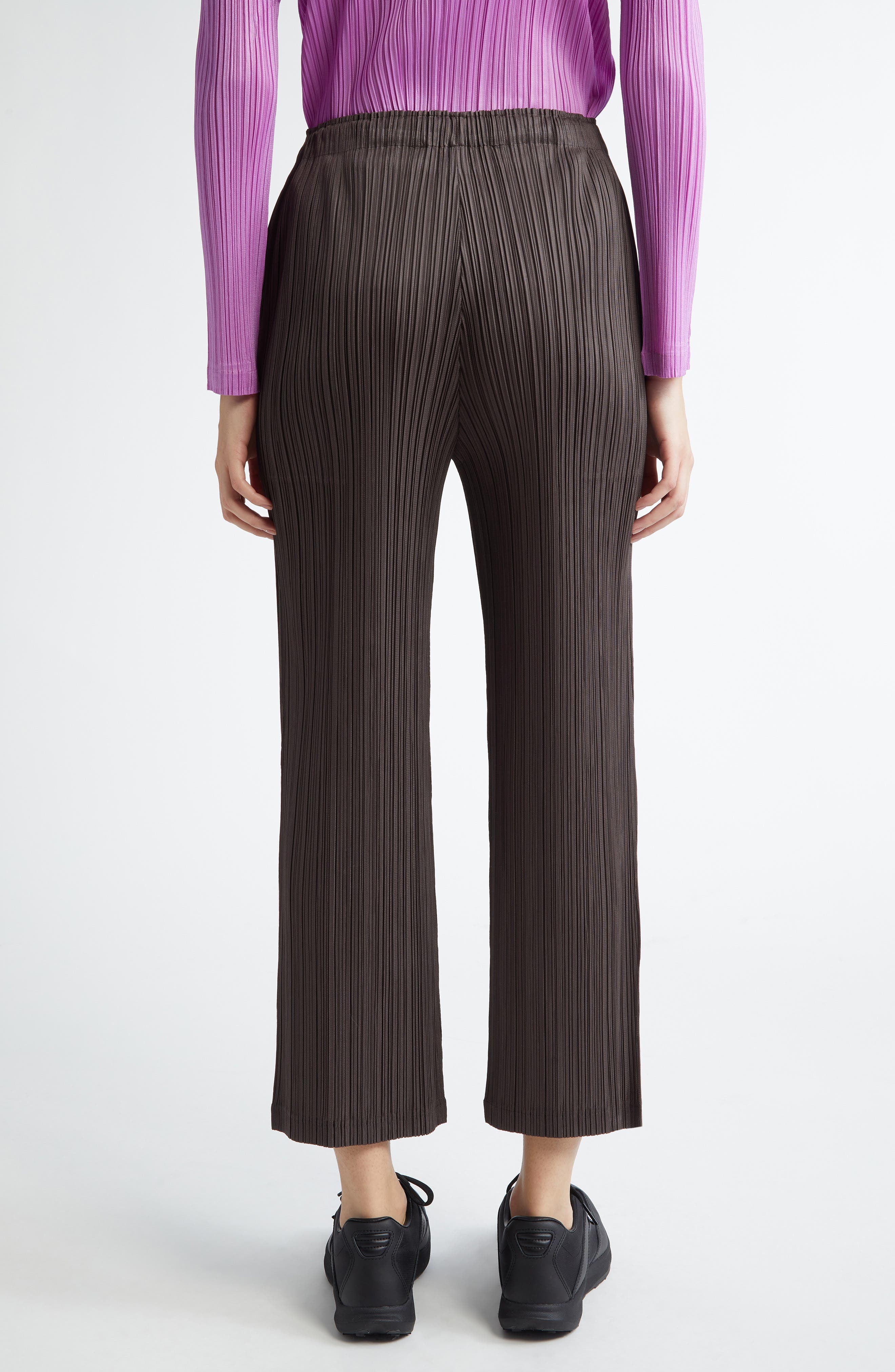 Pleats Please Issey Miyake Thicker Bottoms Pleated Wide Leg Crop Pants in Steel Gray at Nordstrom - 2