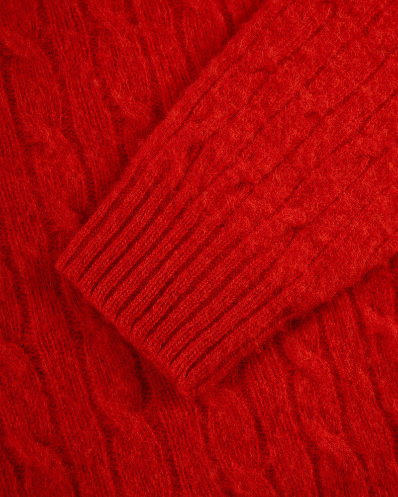 MADE-IN-SCOTLAND RED SHAGGY DOG CABLEKNIT SWEATER - CLASSIC FIT 5