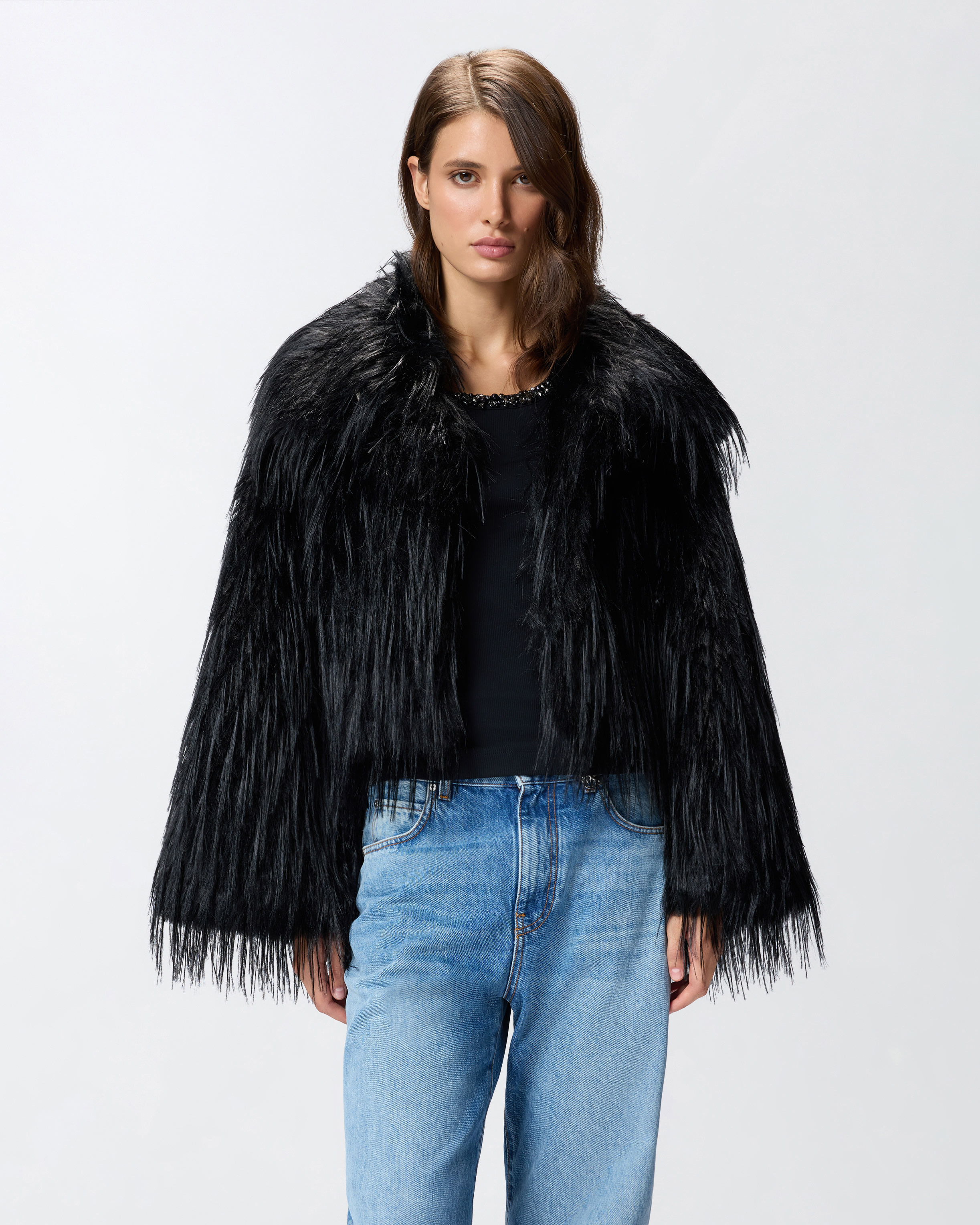 FUR-EFFECT PEA COAT - 2