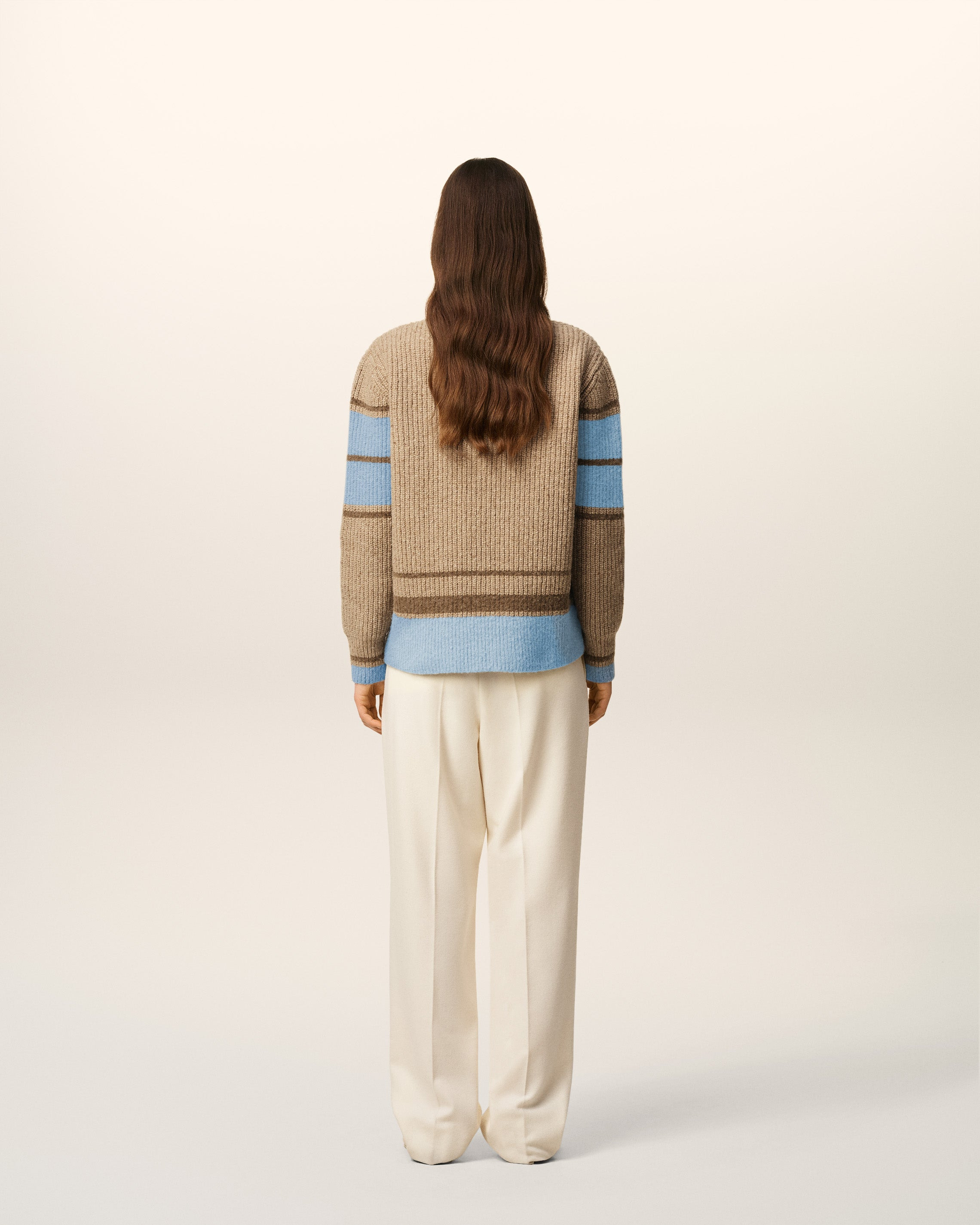 BROWN WOOL COLLEGE SWEATER - 5