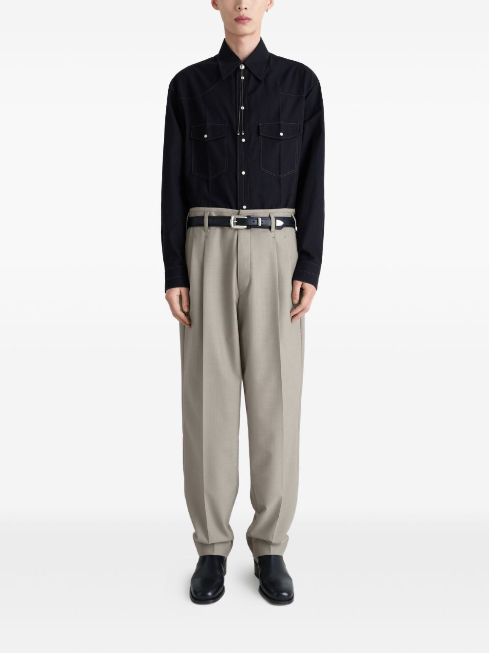 pleated-front side-adjustable trousers - 2