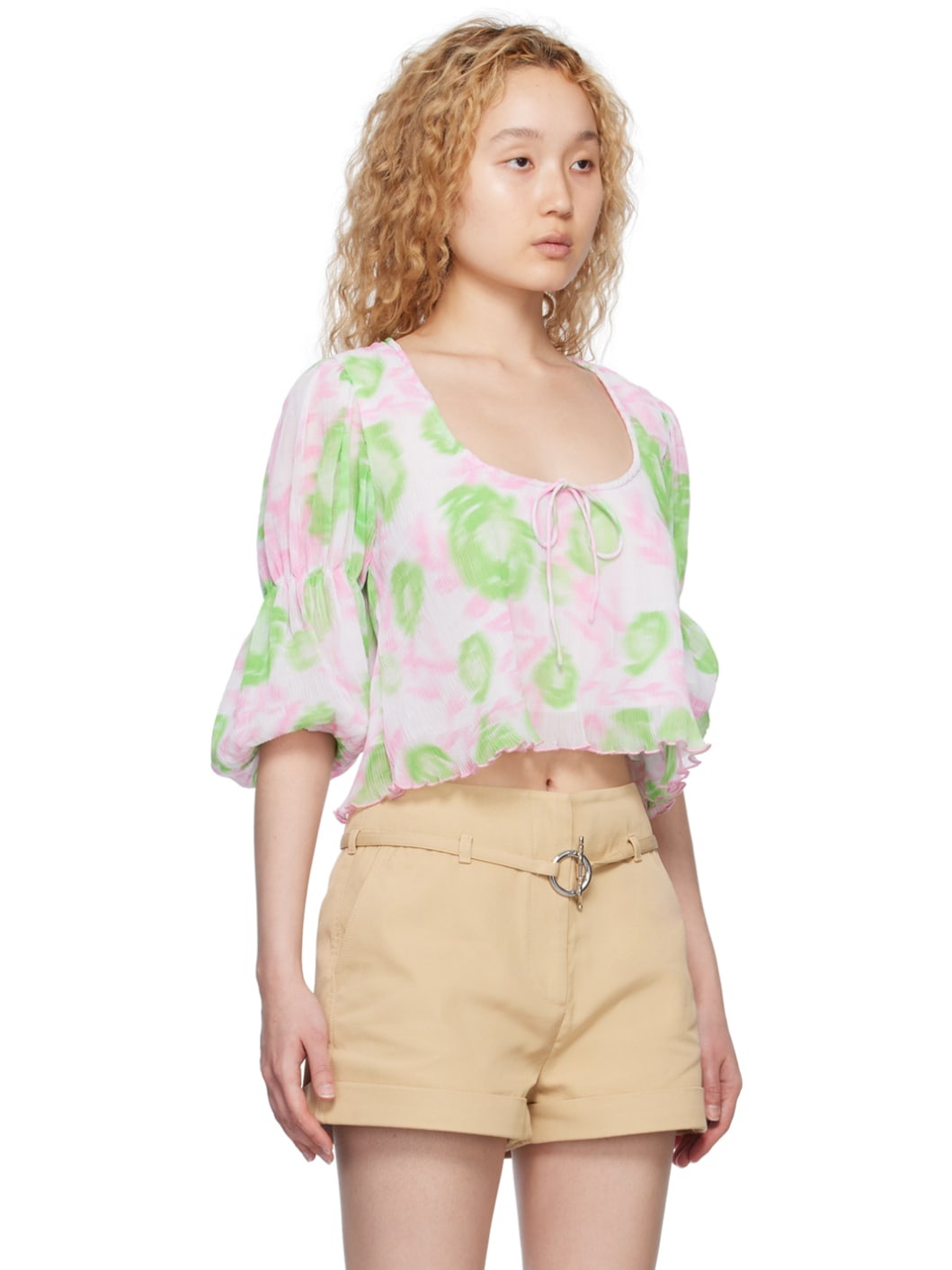 Pink & Green Pleated Blouse - 2