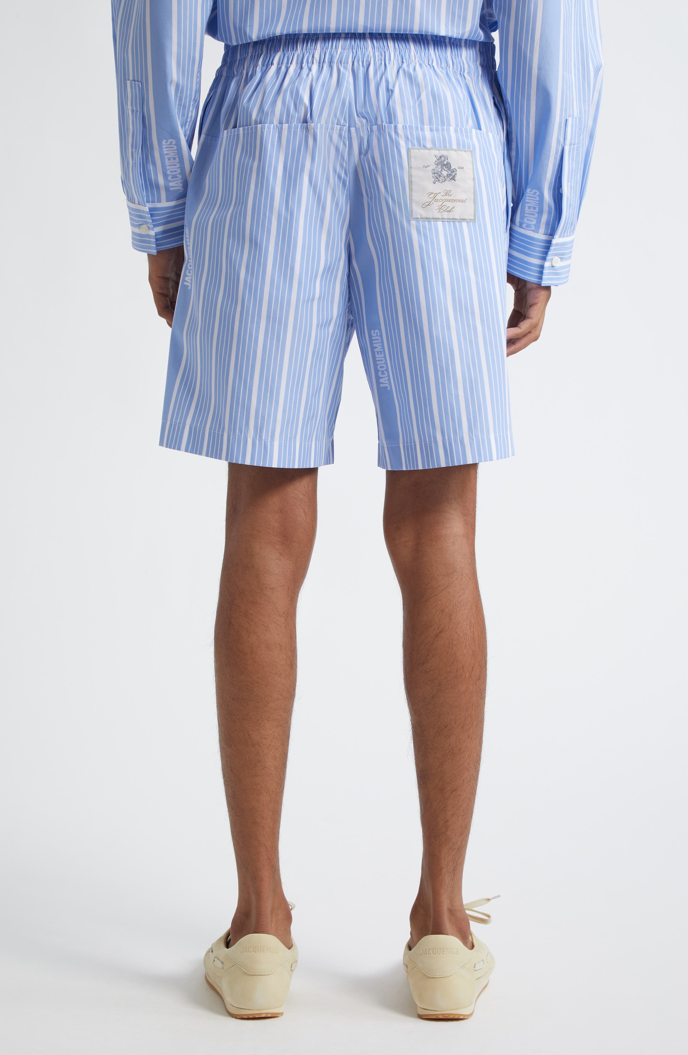 Jacquemus Le Short Aloe Stripe Shorts in Blue at Nordstrom - 3